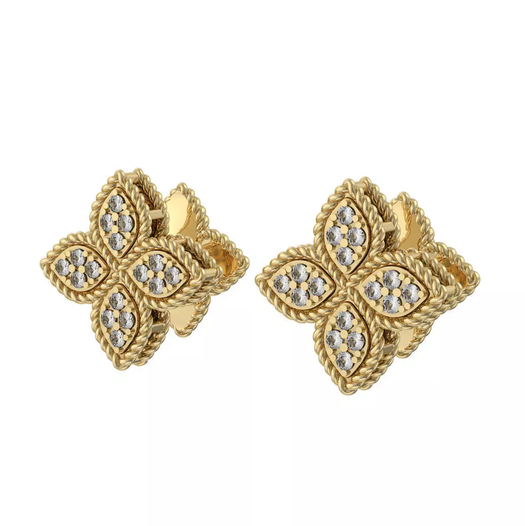 N199 Earrings 4-leaf 3D print model_0