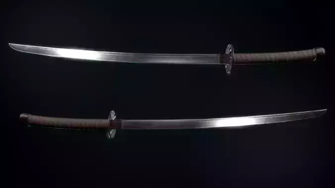 Katana two samurai swords Low-poly 3D model