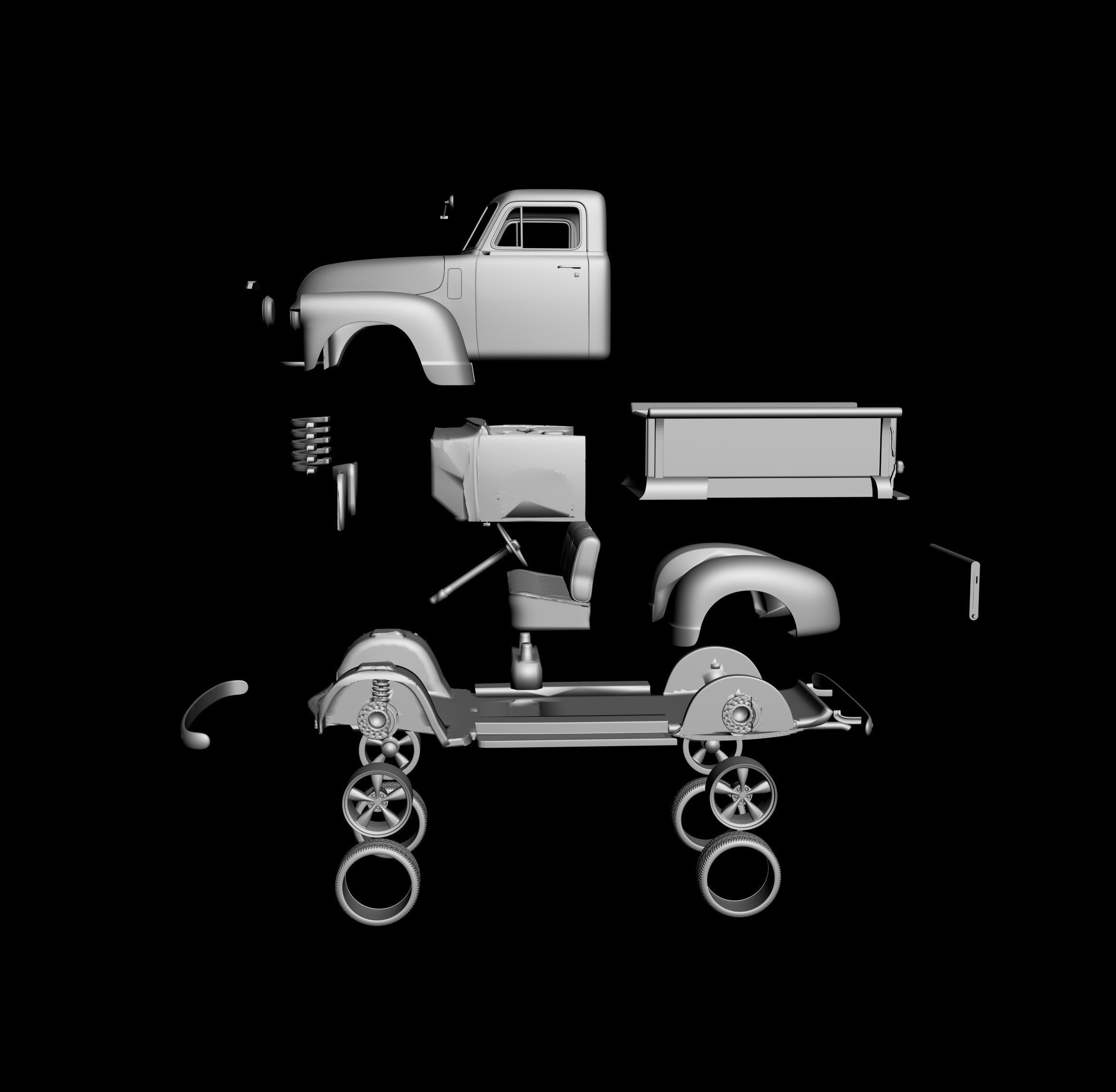 Chevrolet 3100 Pickup 1950 Classic for 3D Printing STL File 3D print model_16