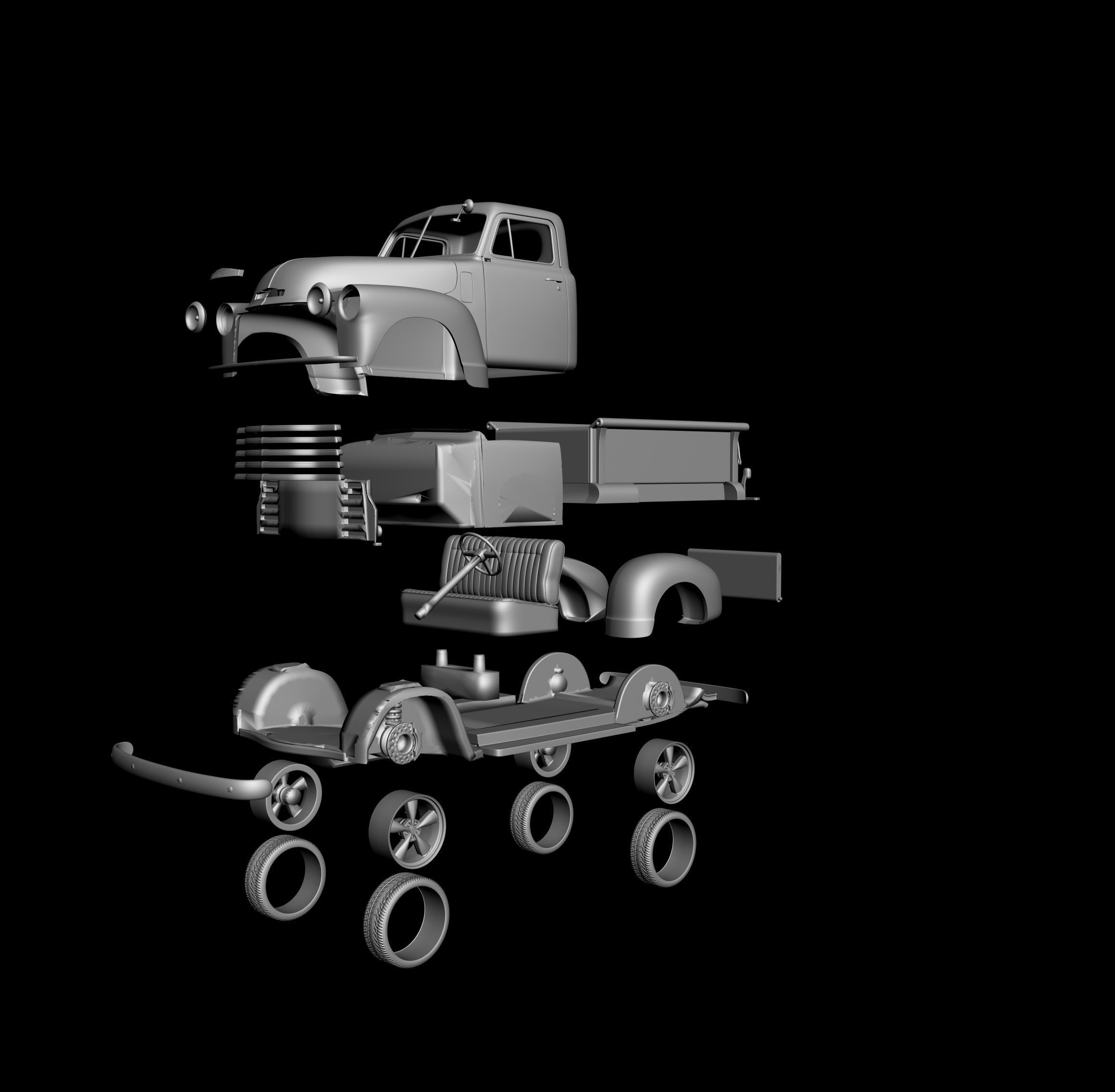 Chevrolet 3100 Pickup 1950 Classic for 3D Printing STL File 3D print model_20