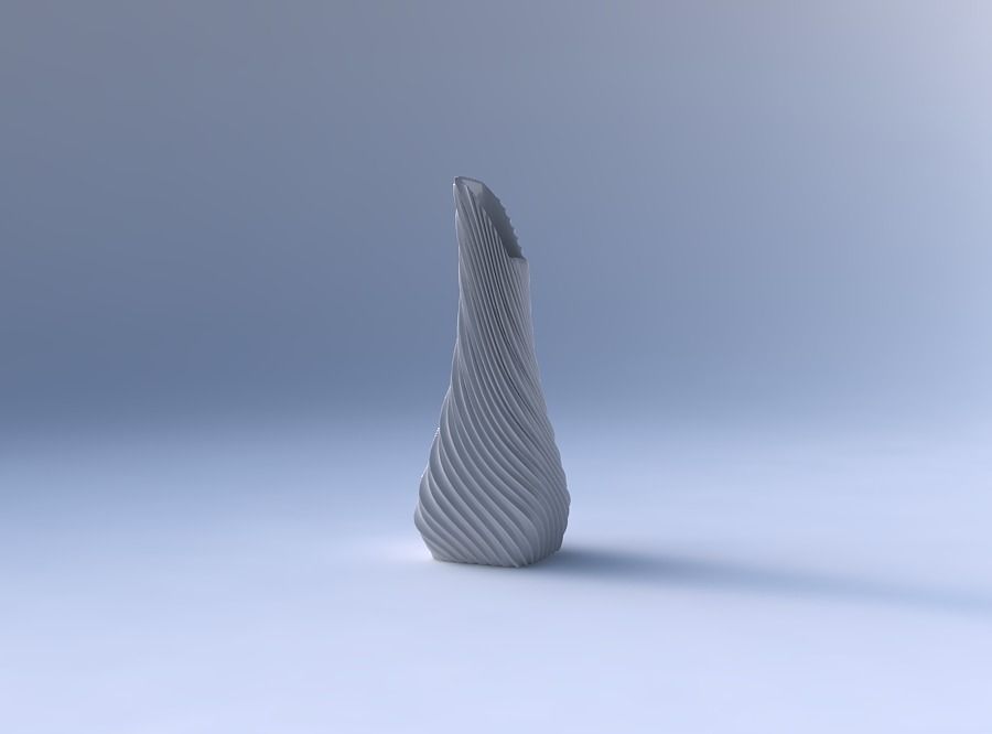 Vase top bent rectangle 2 with bent extruded lines 2 3D print model_4