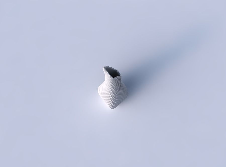 Vase top bent rectangle 2 with bent extruded lines 2 3D print model_2