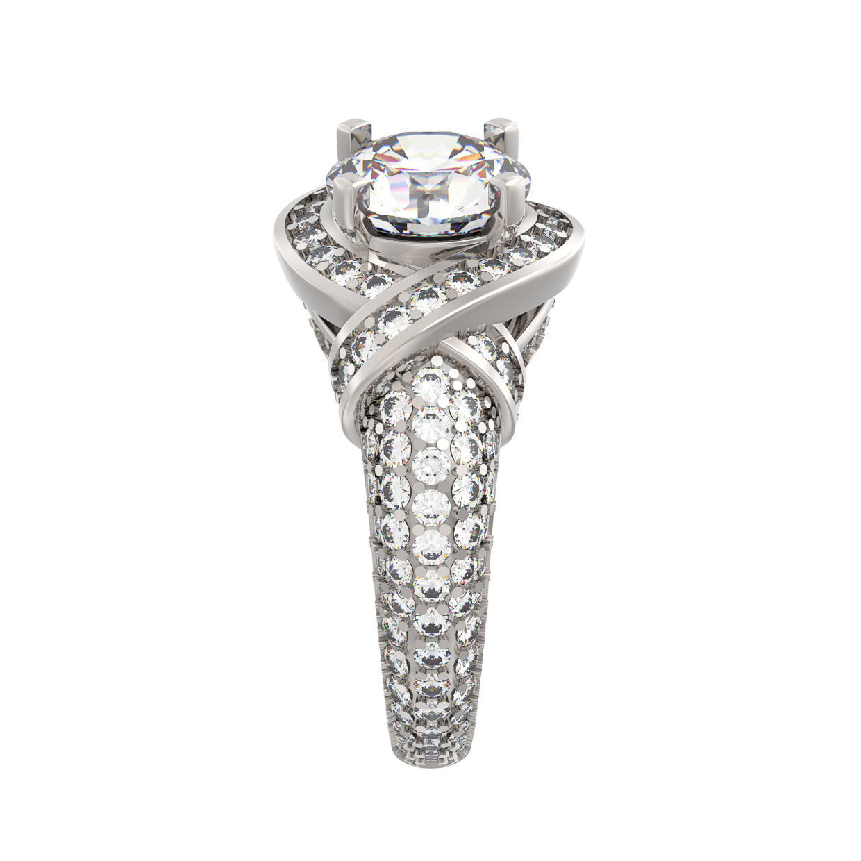 N169 Round Brilliant Engagement Ring with a Diamond 3D print model_3