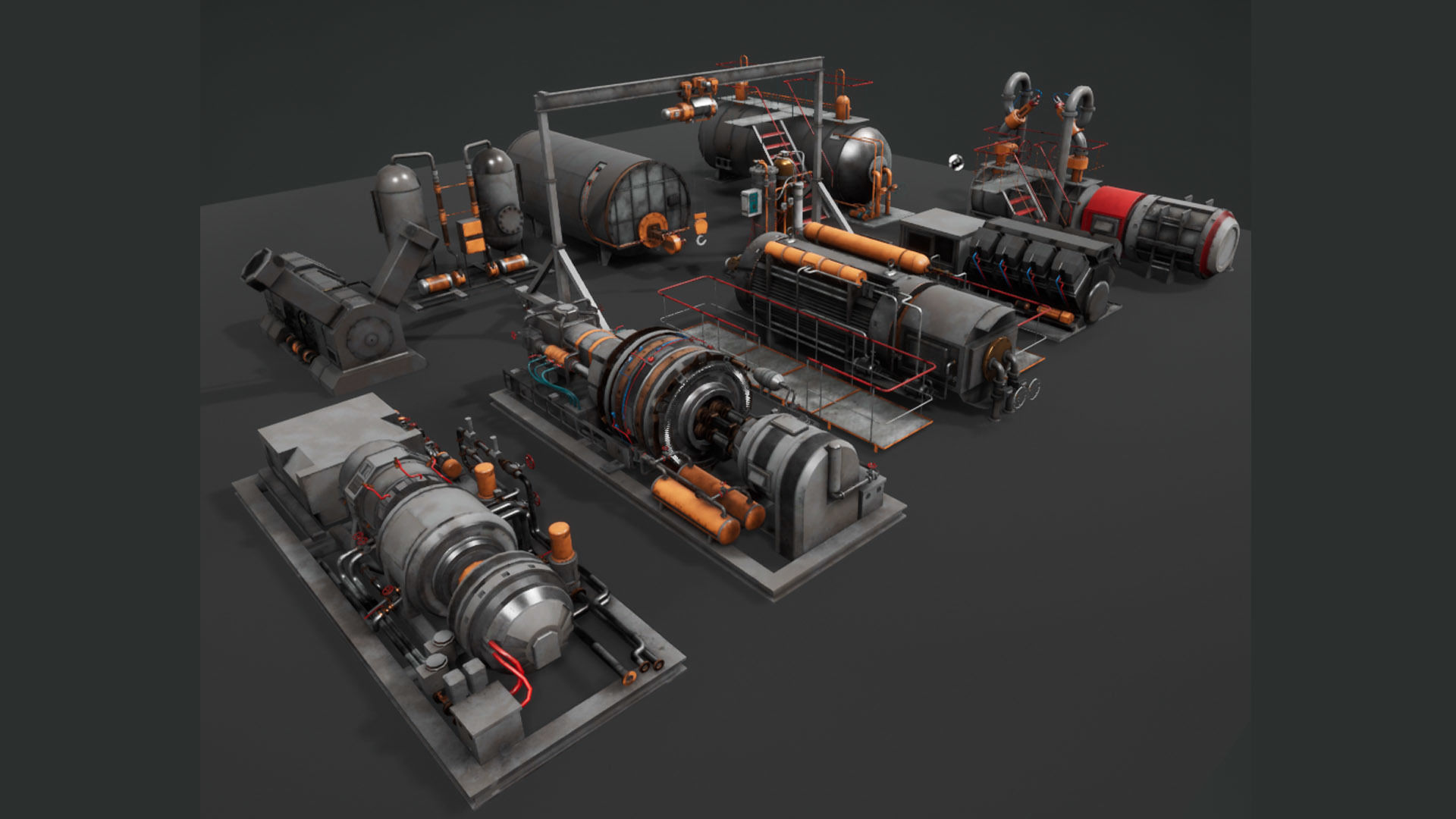 Machinery devices pack for Unreal engine Low-poly 3D model_2