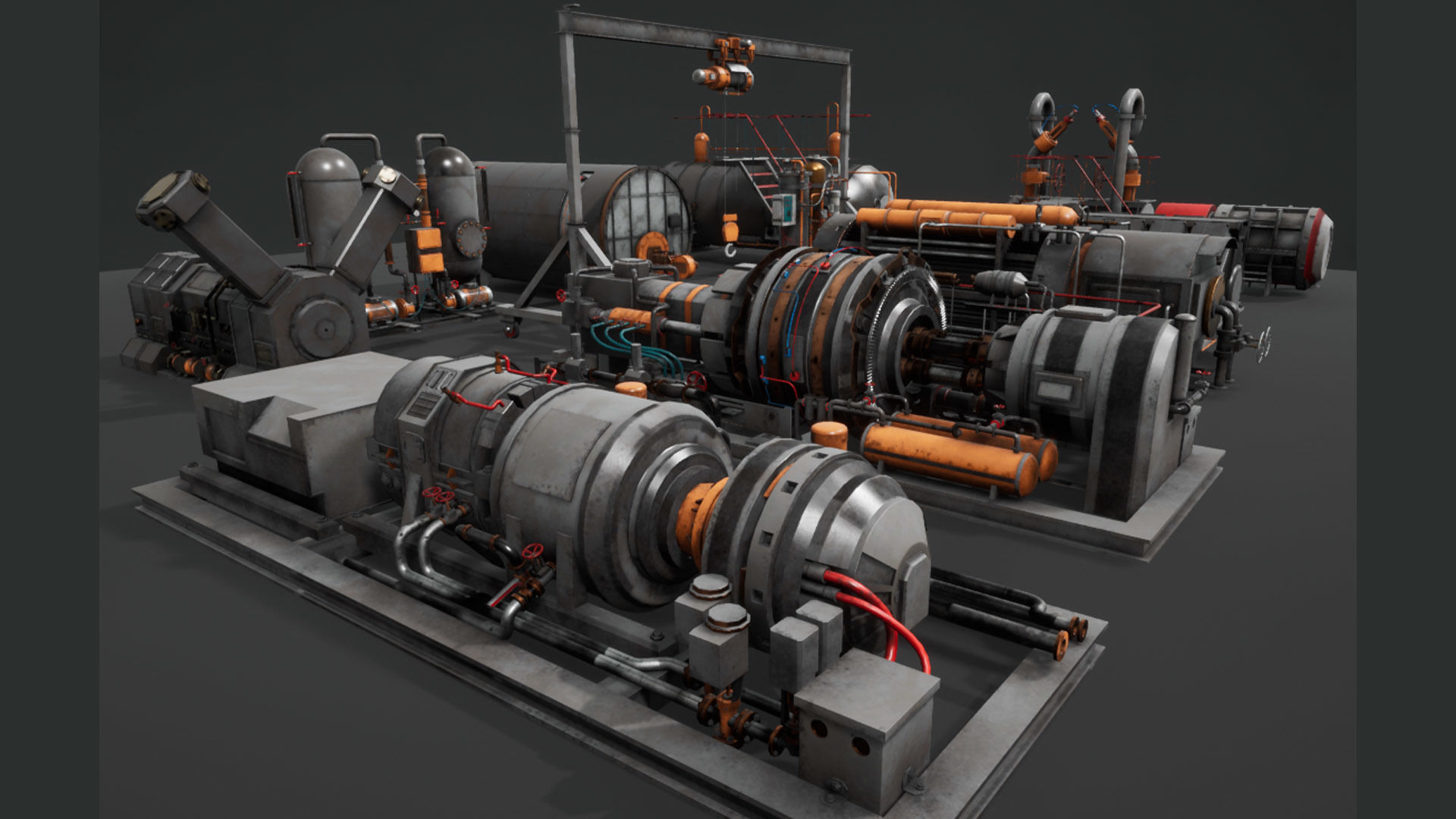 Machinery devices pack for Unreal engine Low-poly 3D model_1