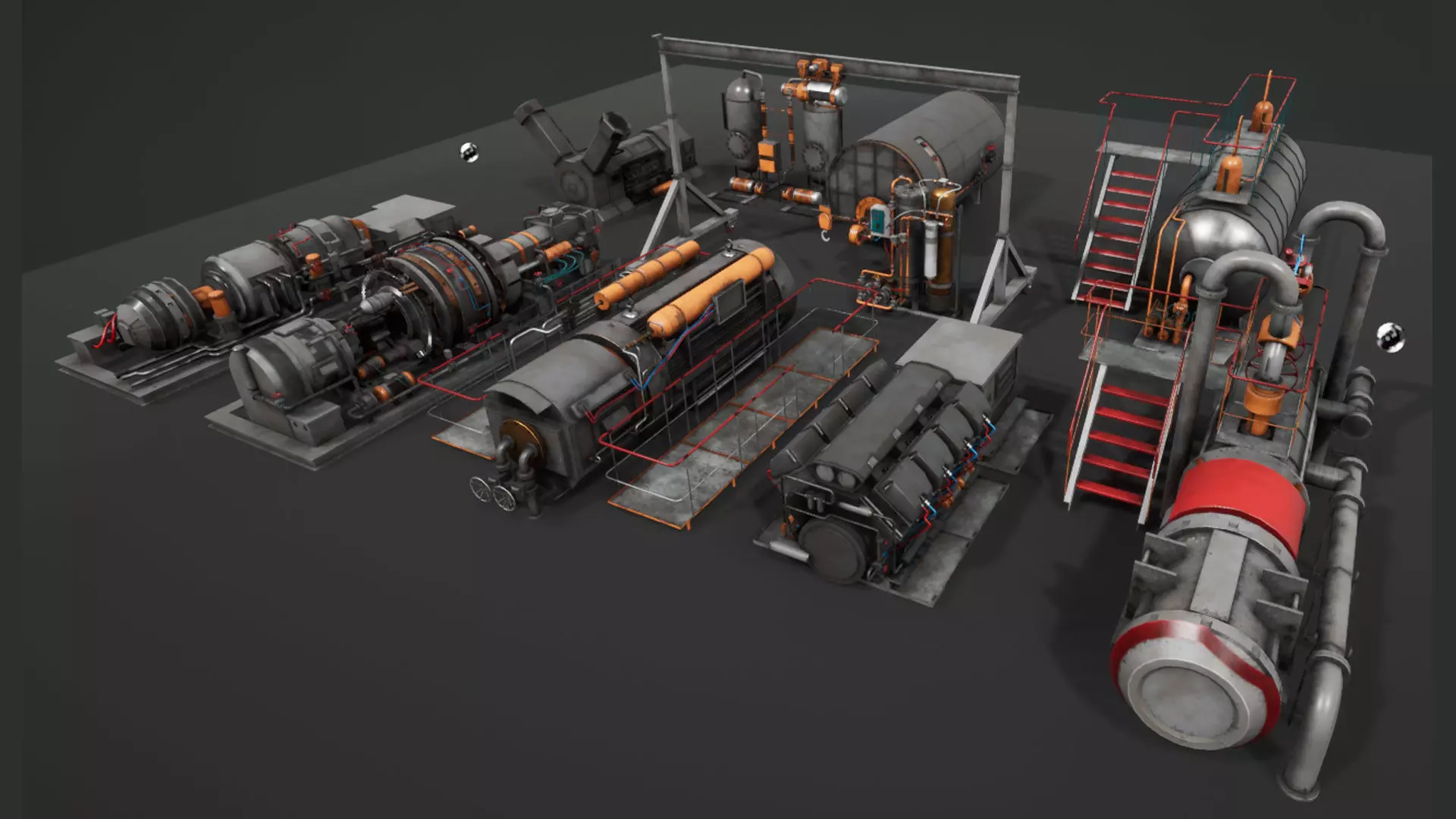 Machinery devices pack for Unreal engine Low-poly 3D model_0