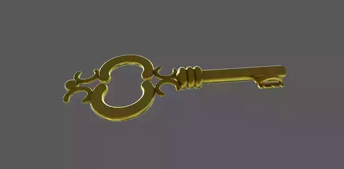 Golden key 3D model