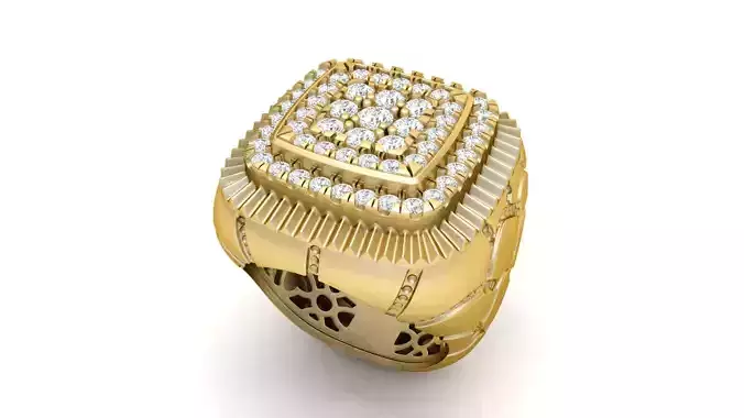 Gents Diamond  Nugget Ring 08 3D print model
