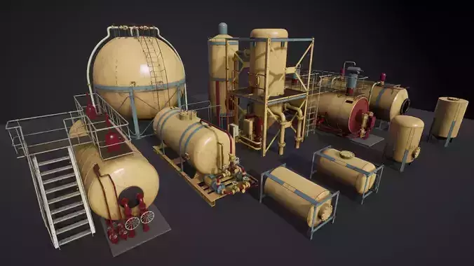 Liquid storage pack for Unreal engine Low-poly 3D model