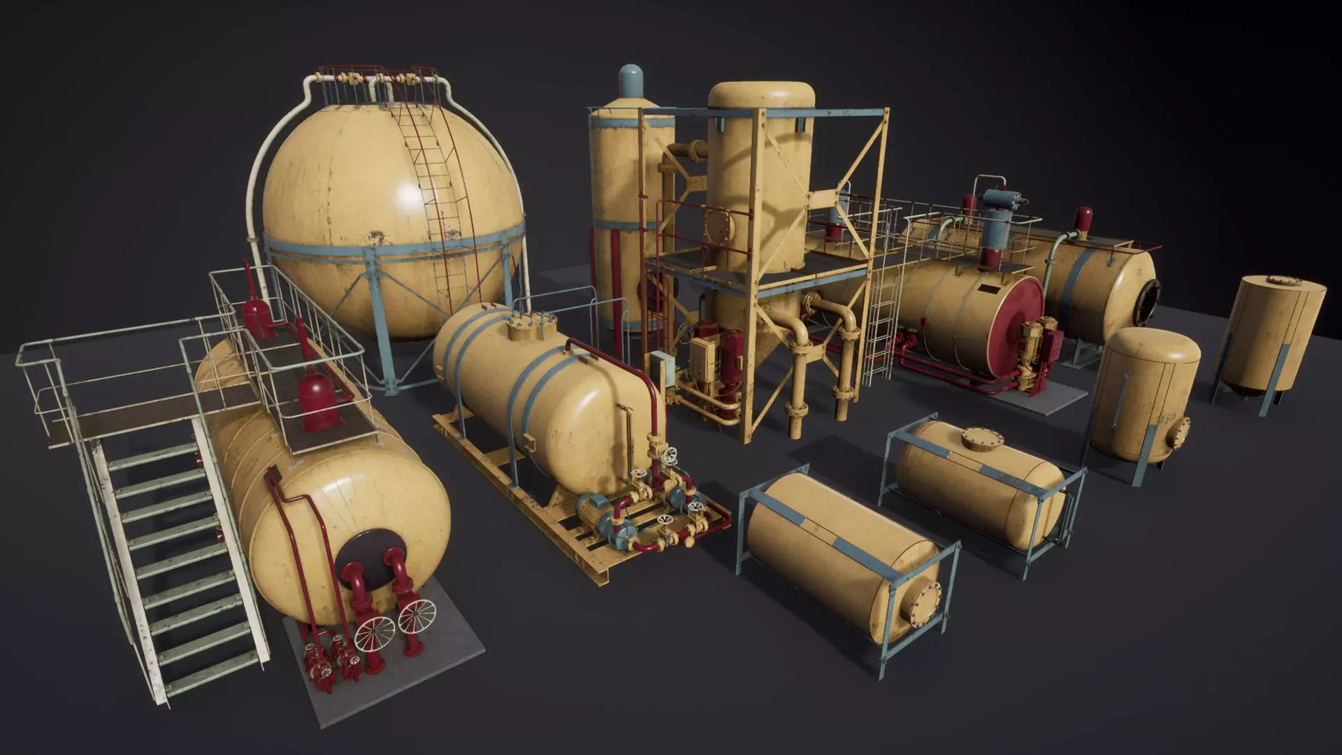 Liquid storage pack for Unreal engine Low-poly 3D model_0