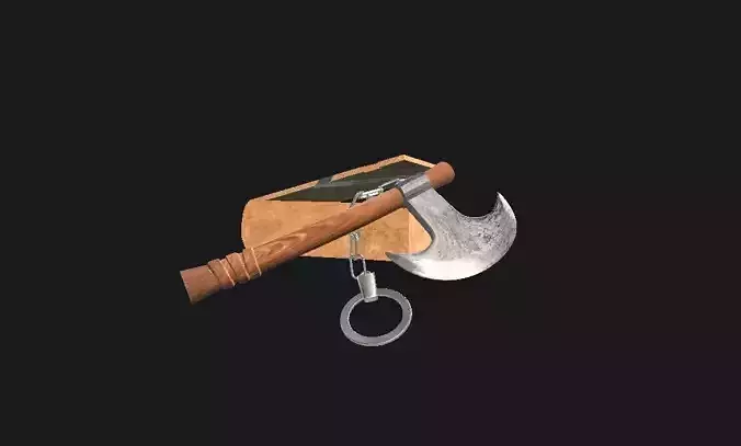 Stylized Axe With Box Free low-poly 3D model