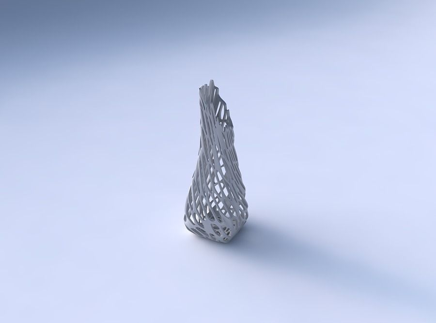 Vase top bent rectangle 2 with cracked and twisted organic la... 3D print model_3