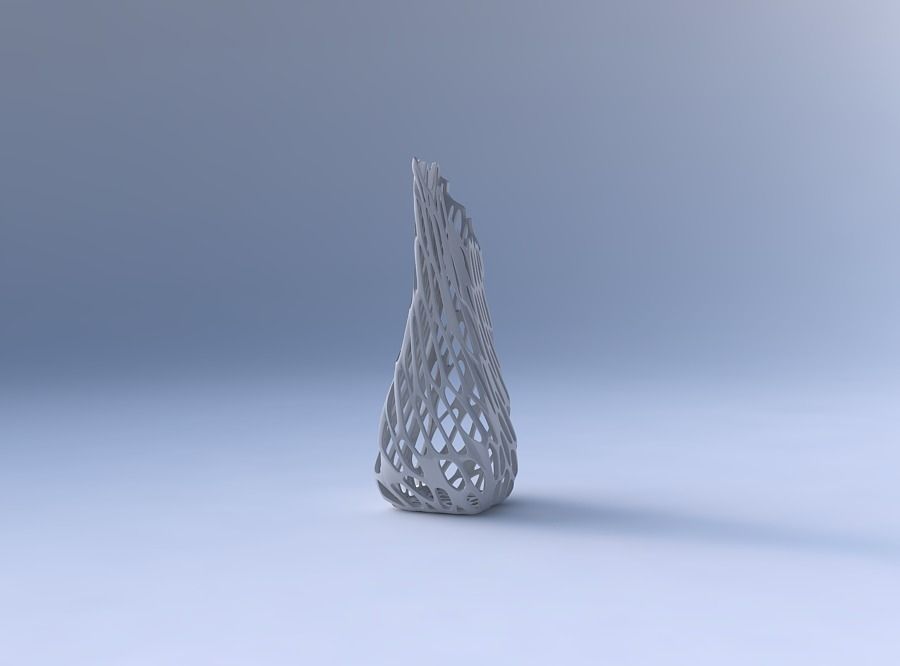 Vase top bent rectangle 2 with cracked and twisted organic la... 3D print model_4