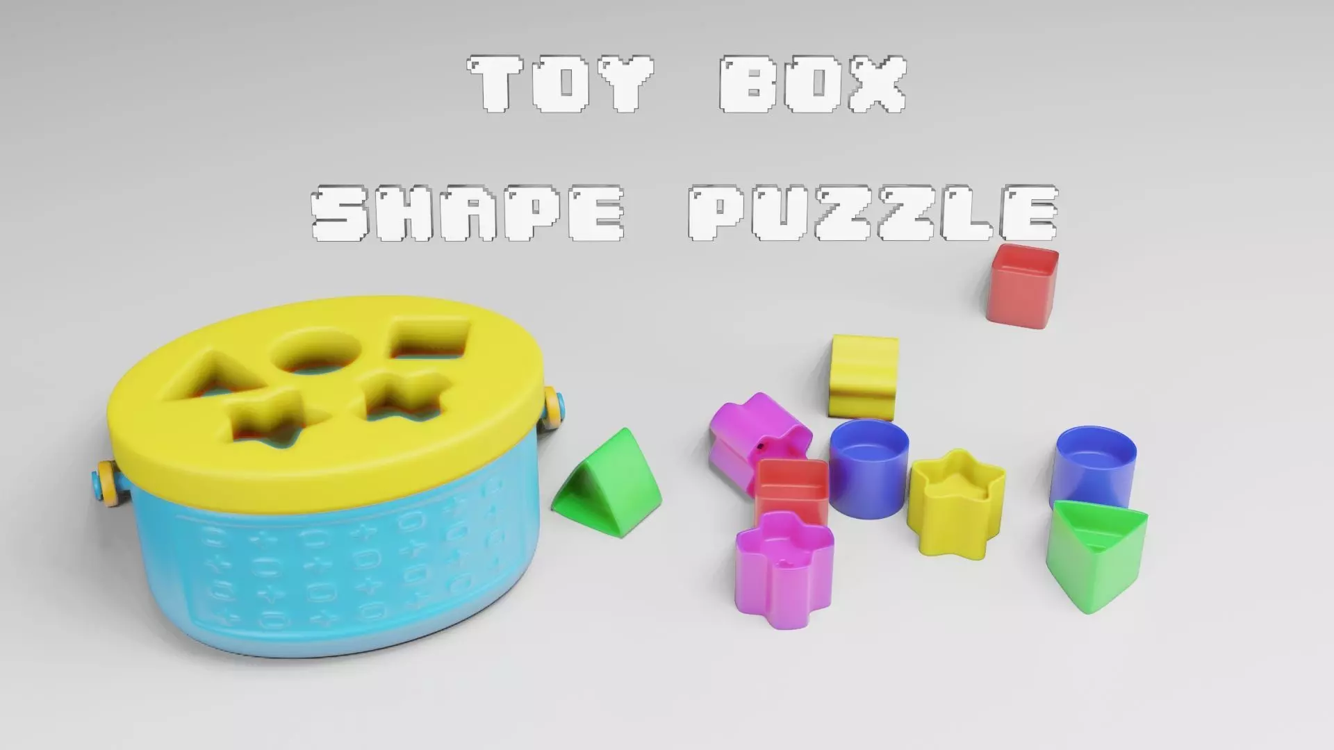 Toy Box - Shape Puzzle - Playset for Babies Low-poly 3D model_0