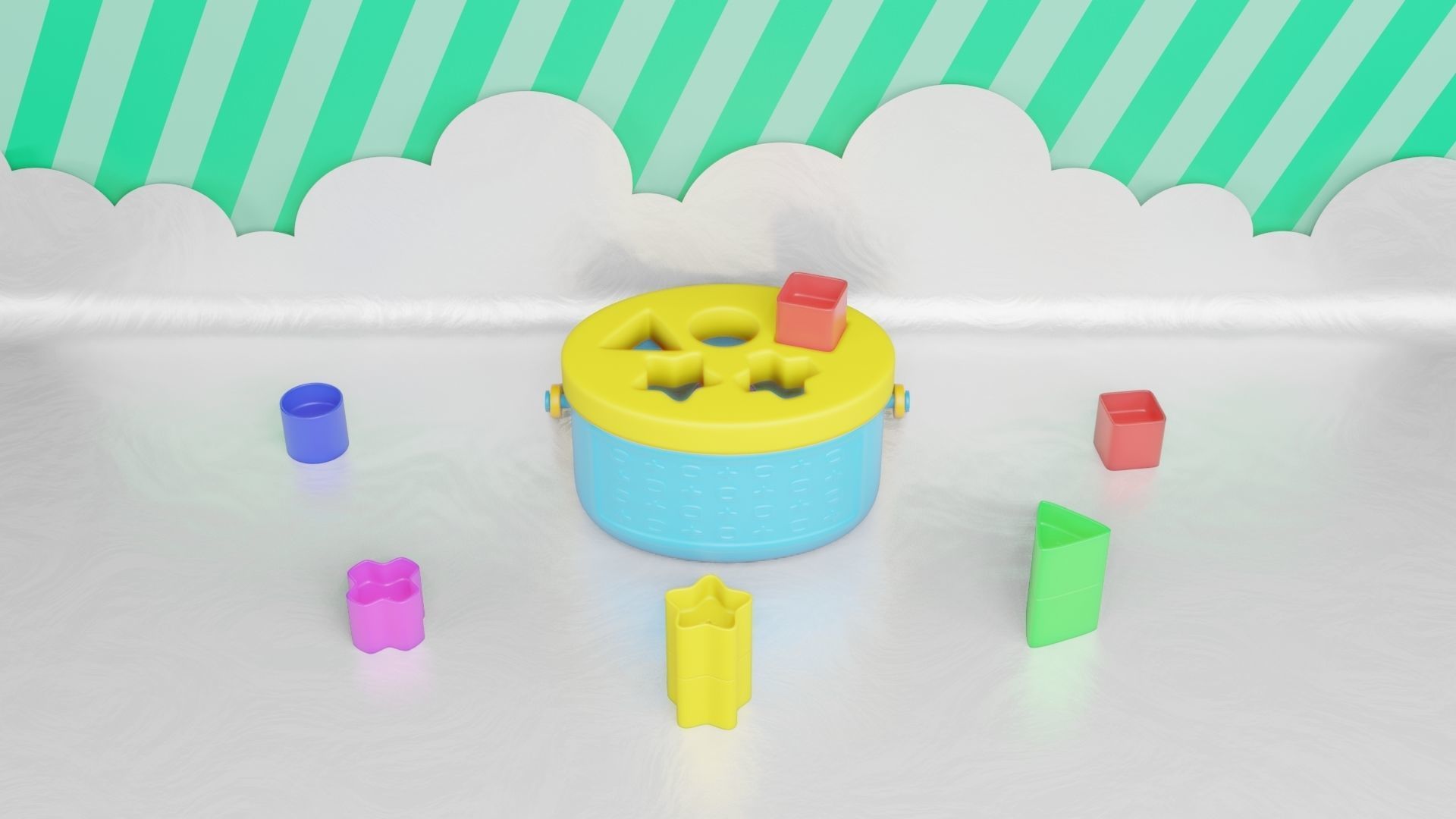 Toy Box - Shape Puzzle - Playset for Babies Low-poly 3D model_6