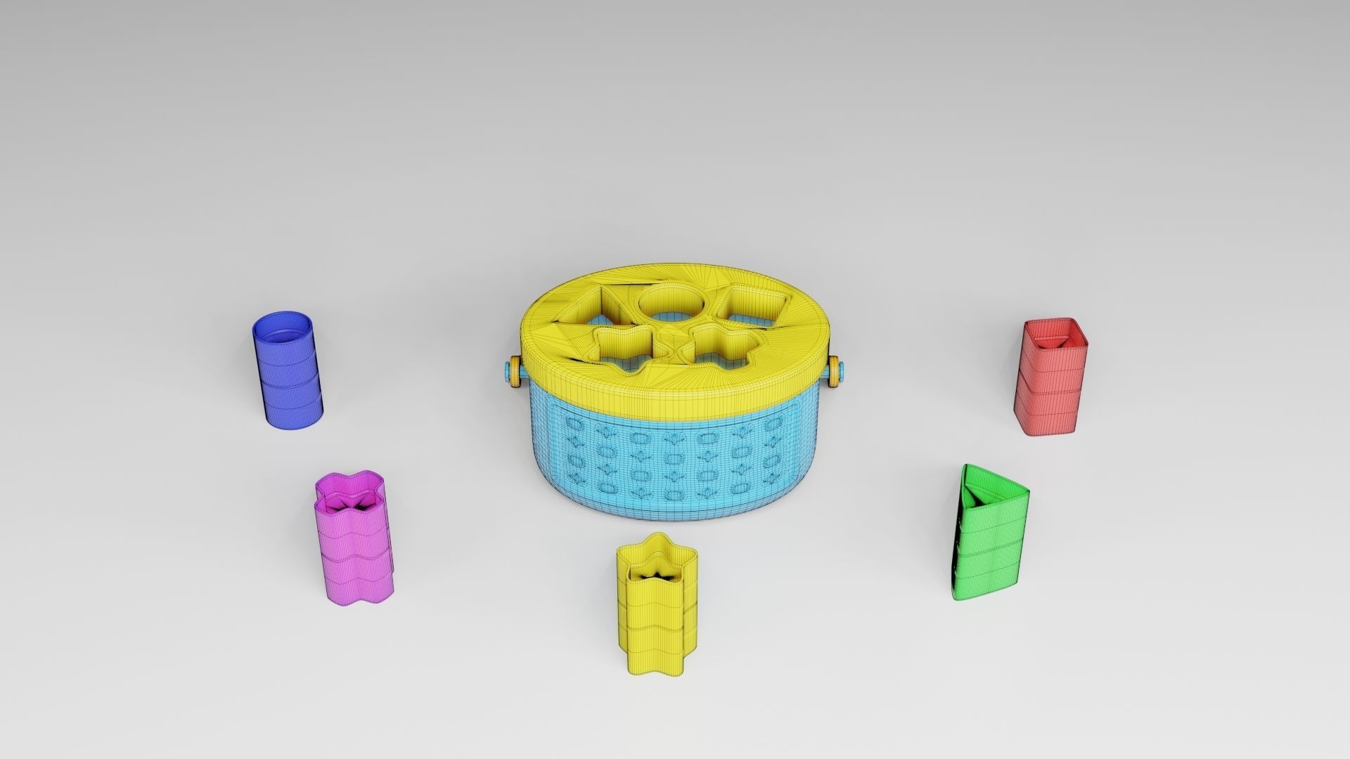 Toy Box - Shape Puzzle - Playset for Babies Low-poly 3D model_15