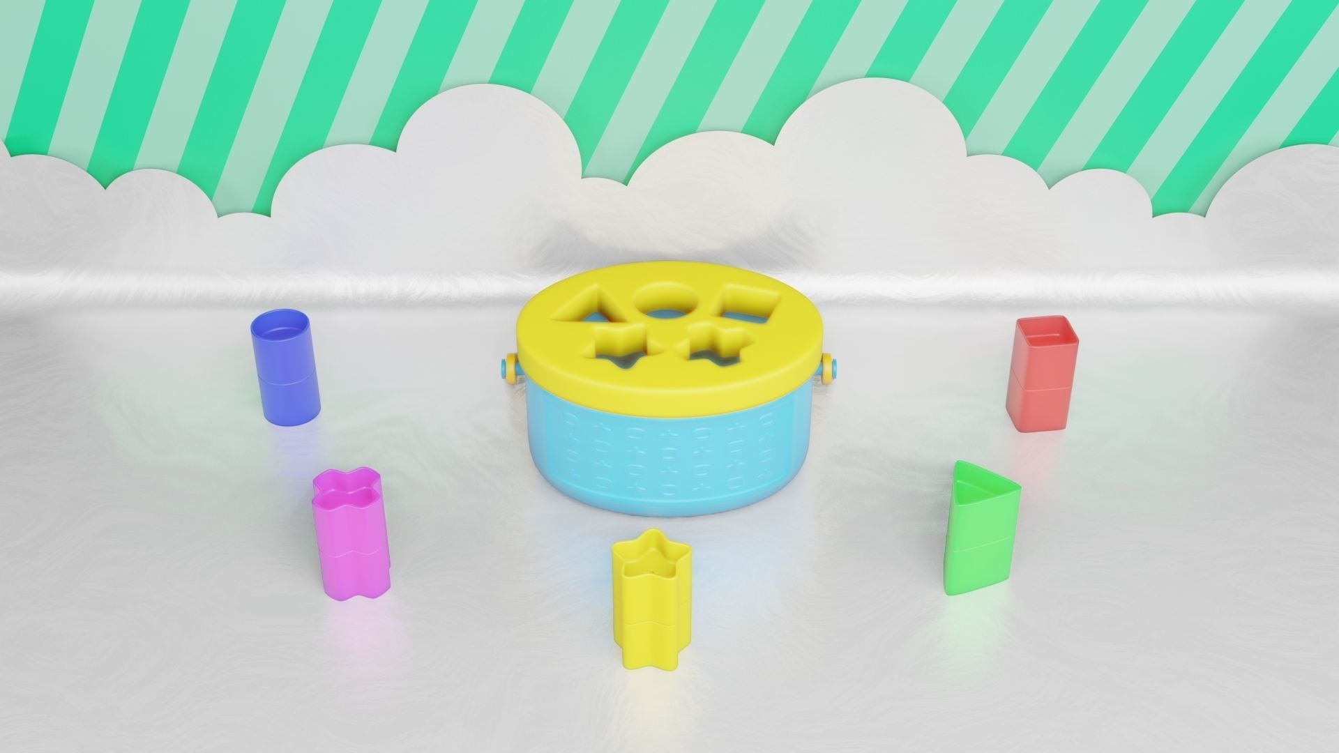 Toy Box - Shape Puzzle - Playset for Babies Low-poly 3D model_3