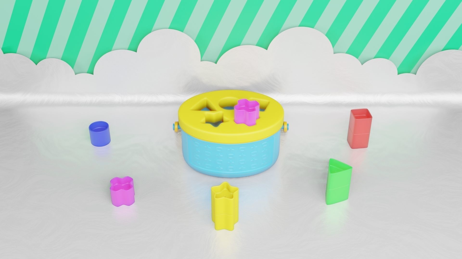 Toy Box - Shape Puzzle - Playset for Babies Low-poly 3D model_5