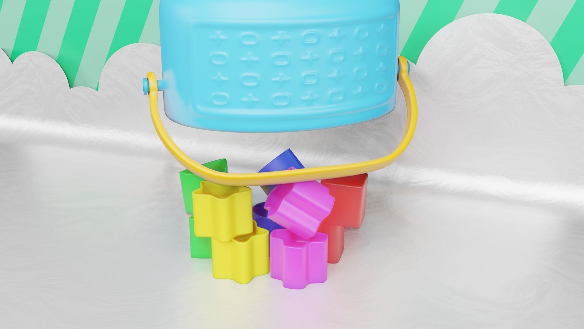 Toy Box - Shape Puzzle - Playset for Babies Low-poly 3D model_12