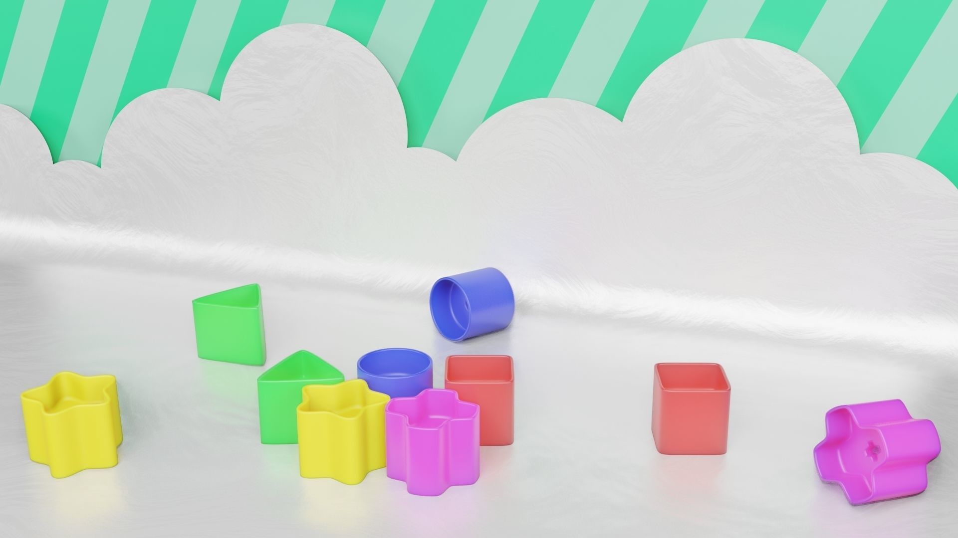 Toy Box - Shape Puzzle - Playset for Babies Low-poly 3D model_13