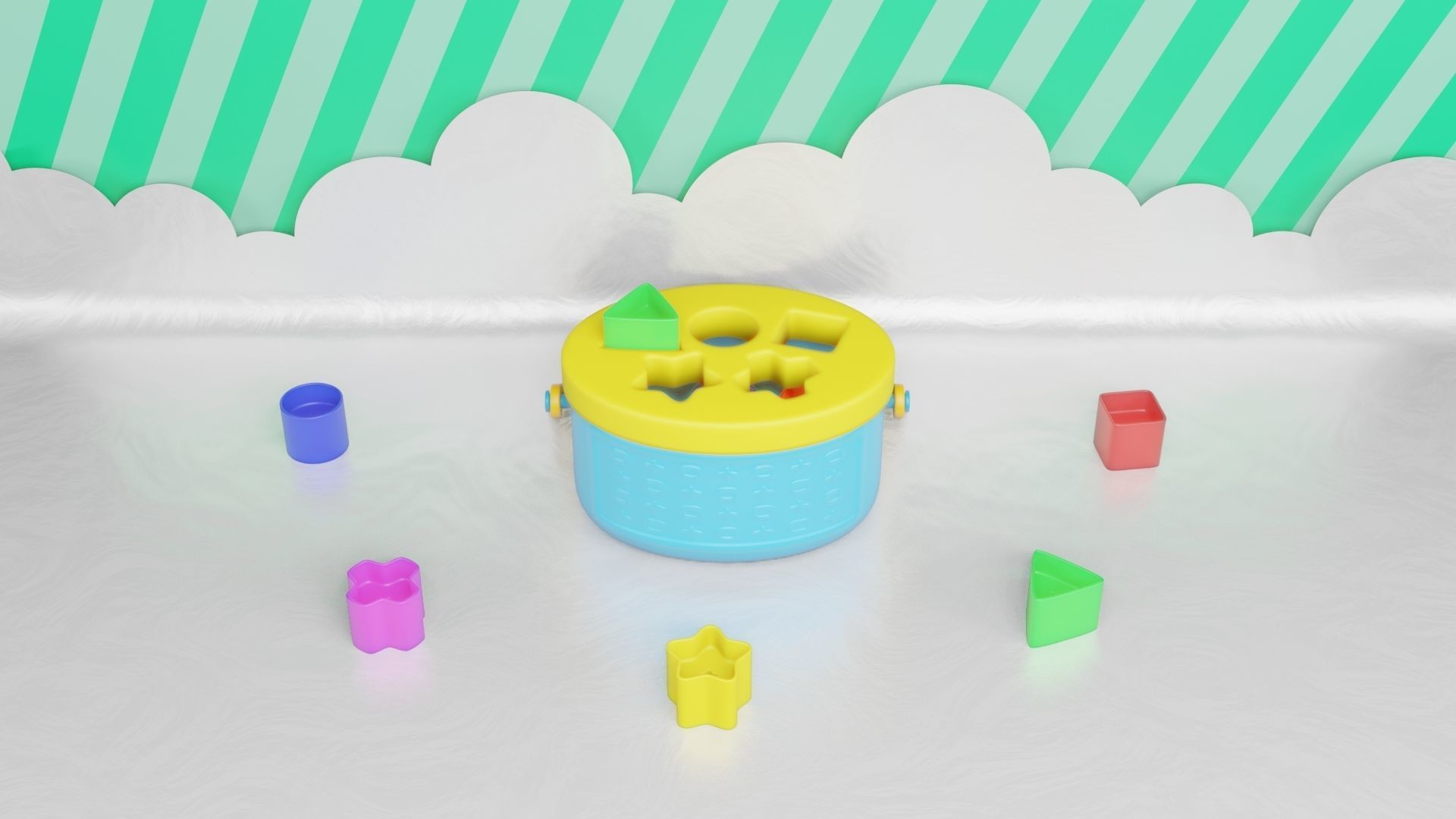 Toy Box - Shape Puzzle - Playset for Babies Low-poly 3D model_8