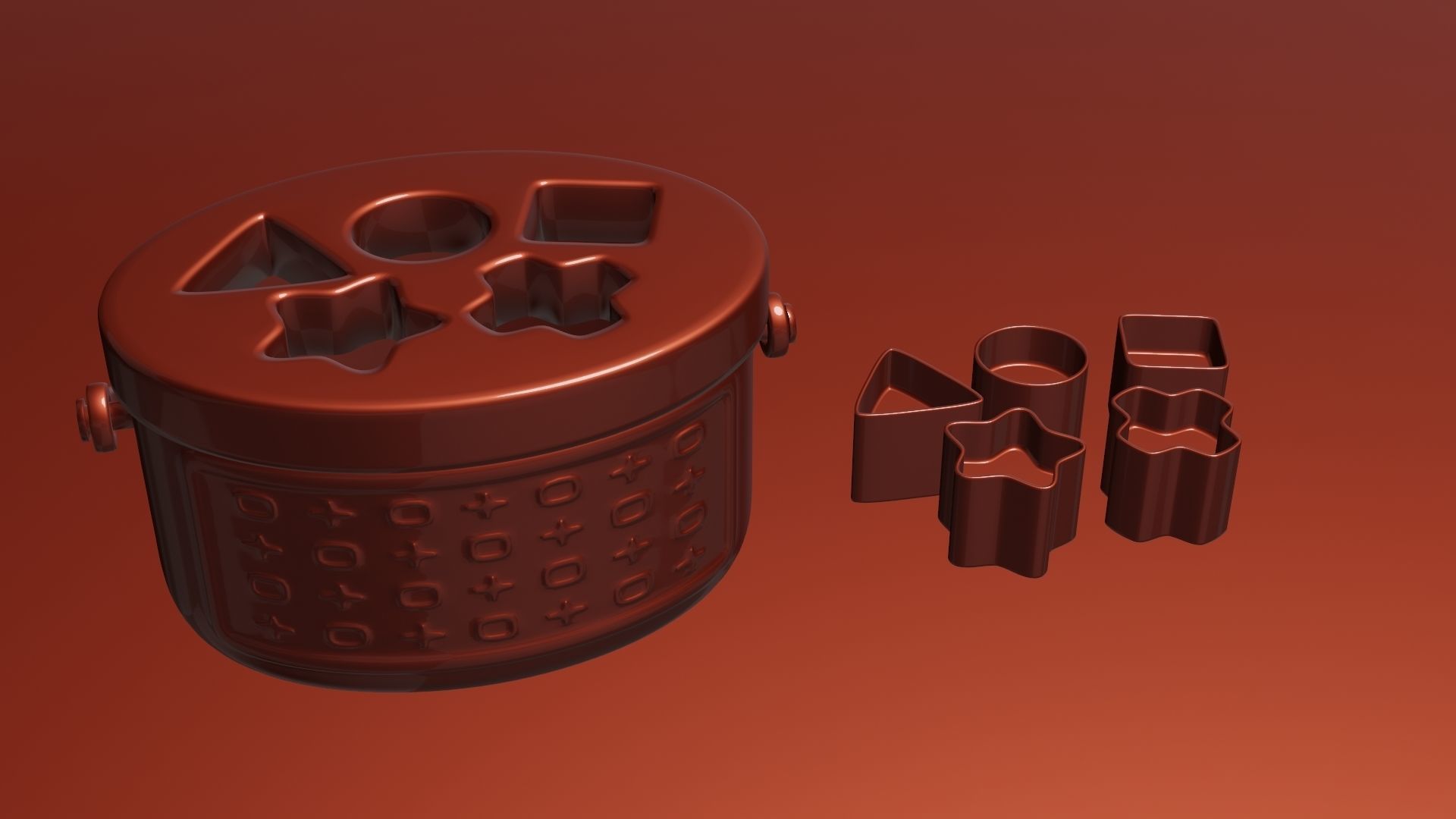 Toy Box - Shape Puzzle - Playset for Babies Low-poly 3D model_21