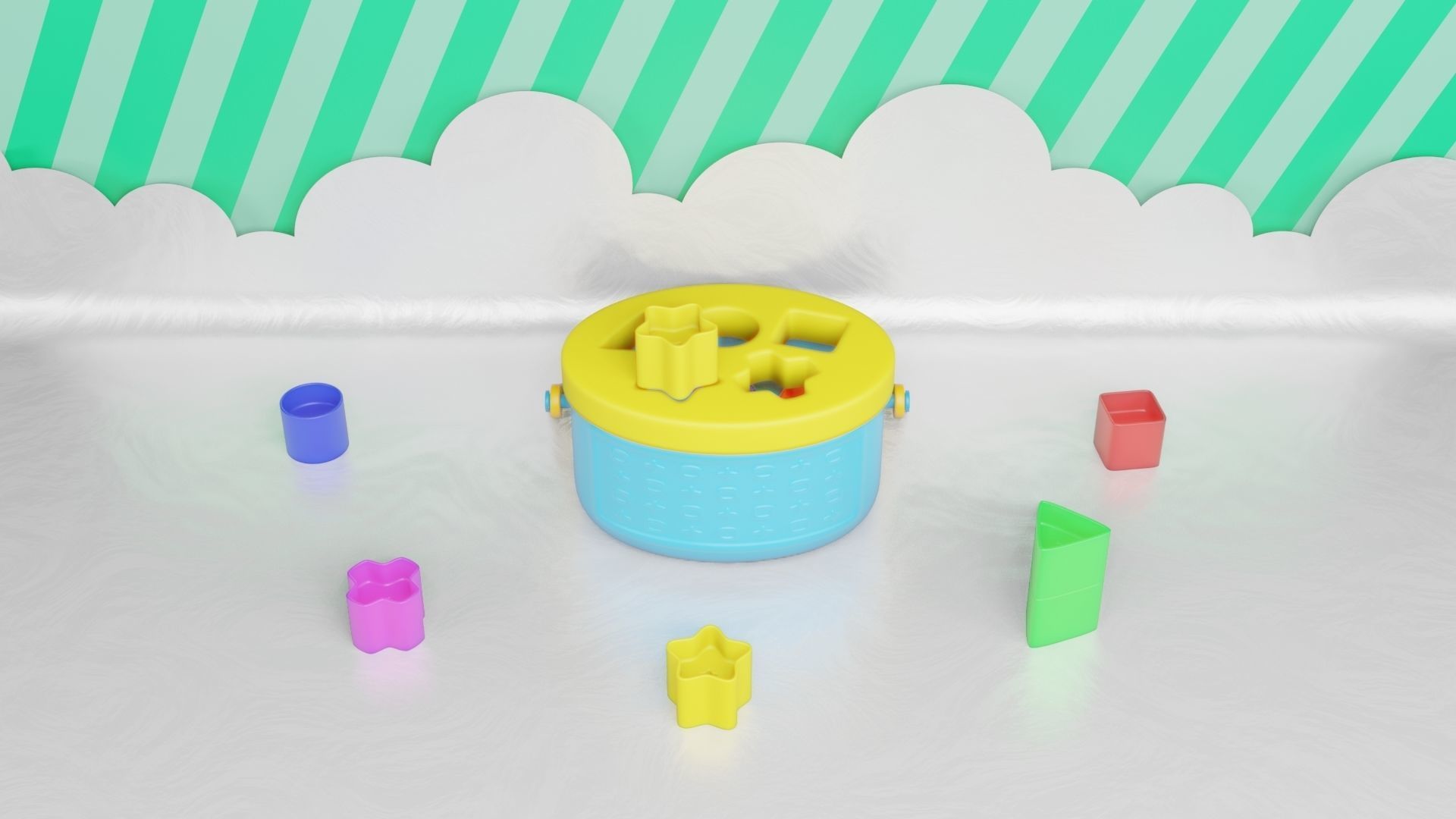 Toy Box - Shape Puzzle - Playset for Babies Low-poly 3D model_7