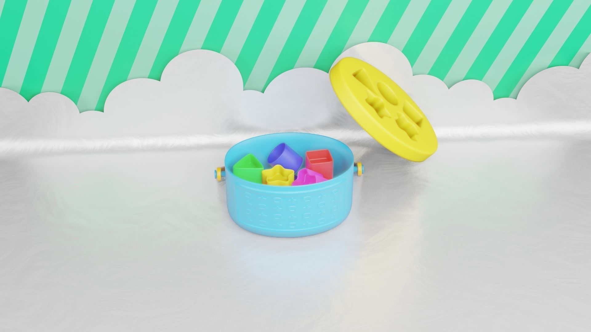 Toy Box - Shape Puzzle - Playset for Babies Low-poly 3D model_9