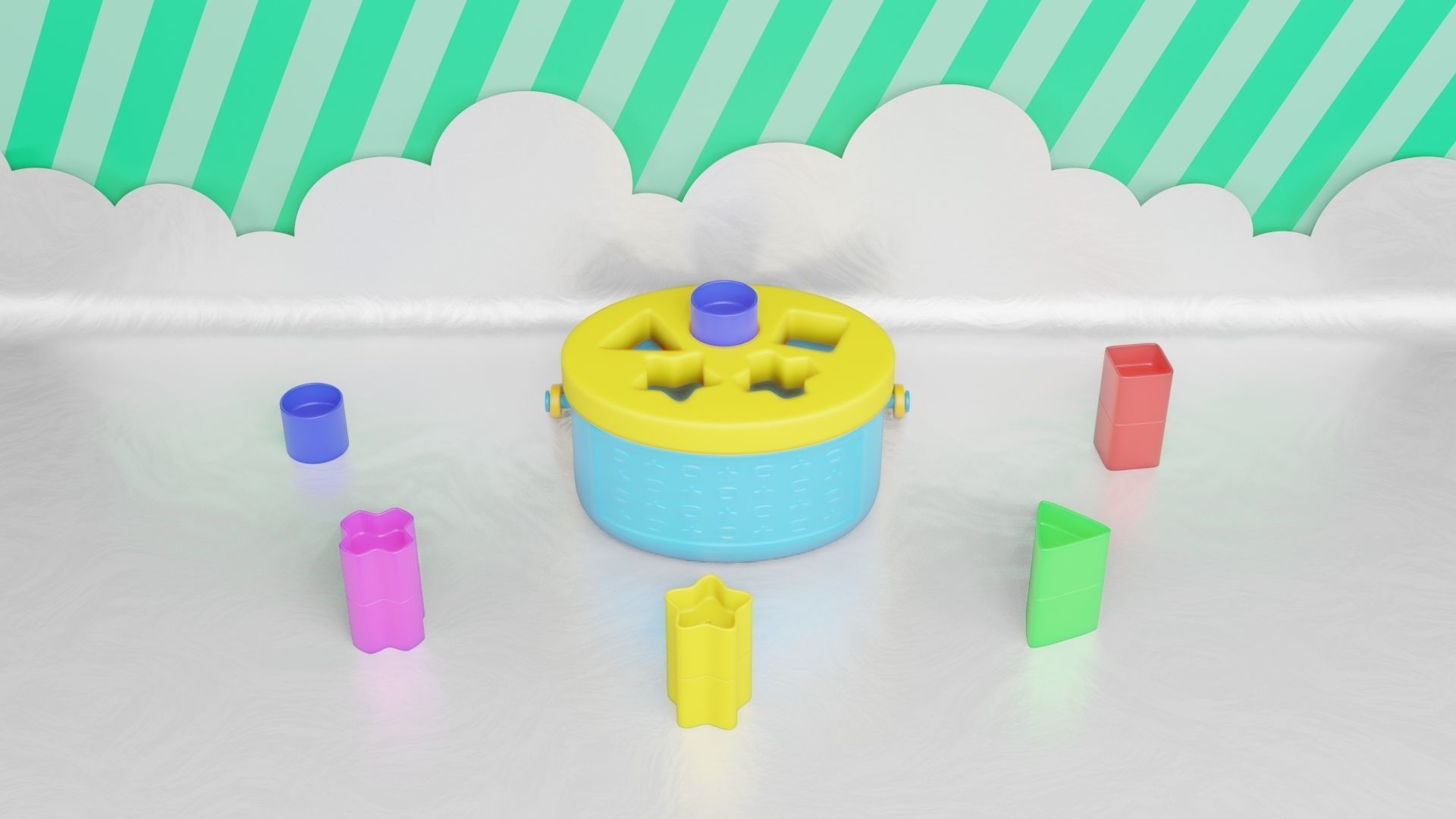 Toy Box - Shape Puzzle - Playset for Babies Low-poly 3D model_4