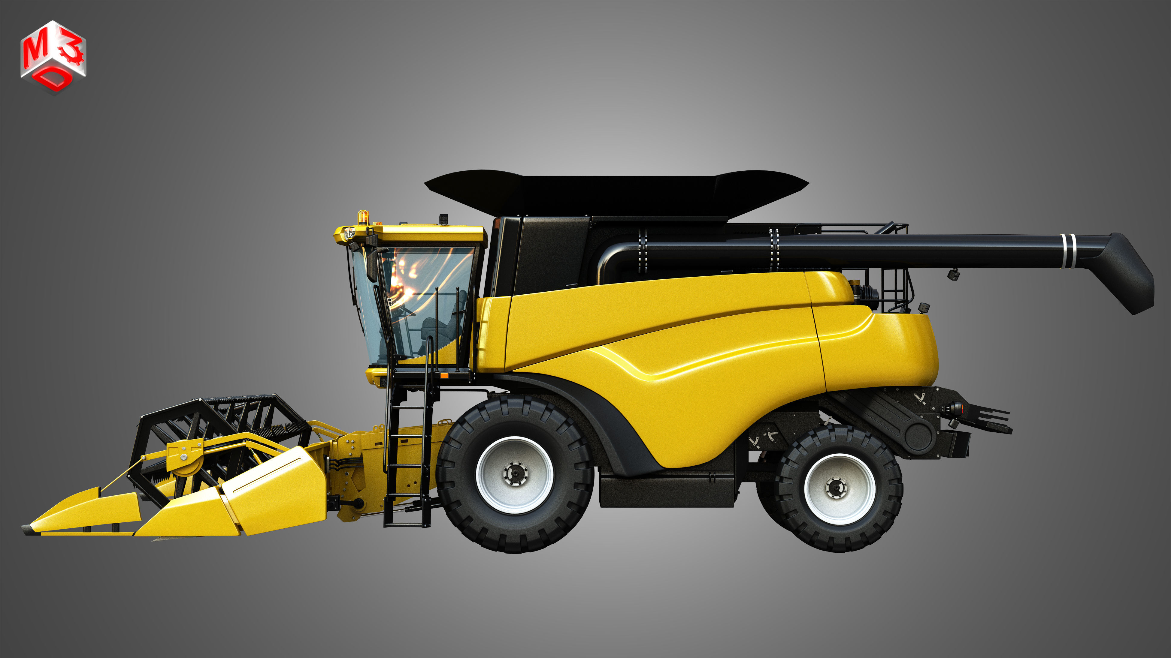 NH - CR 9070 Combine Harvester - With Grain Harvester Head 3D model_4