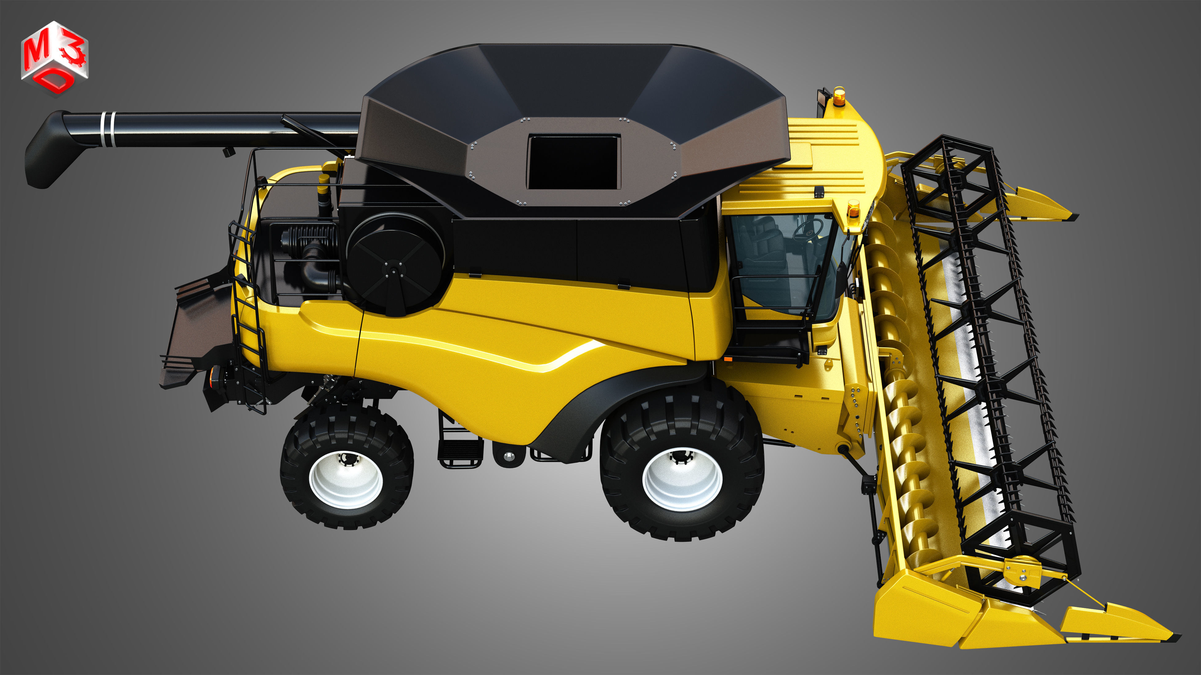 NH - CR 9070 Combine Harvester - With Grain Harvester Head 3D model_11