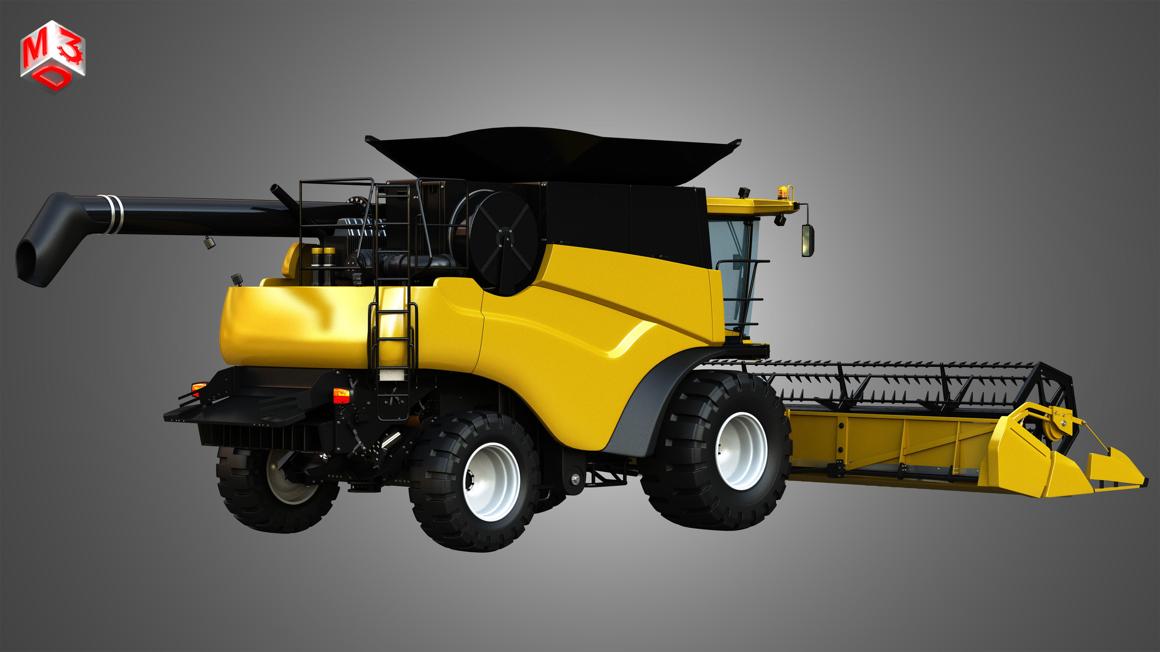 NH - CR 9070 Combine Harvester - With Grain Harvester Head 3D model_1