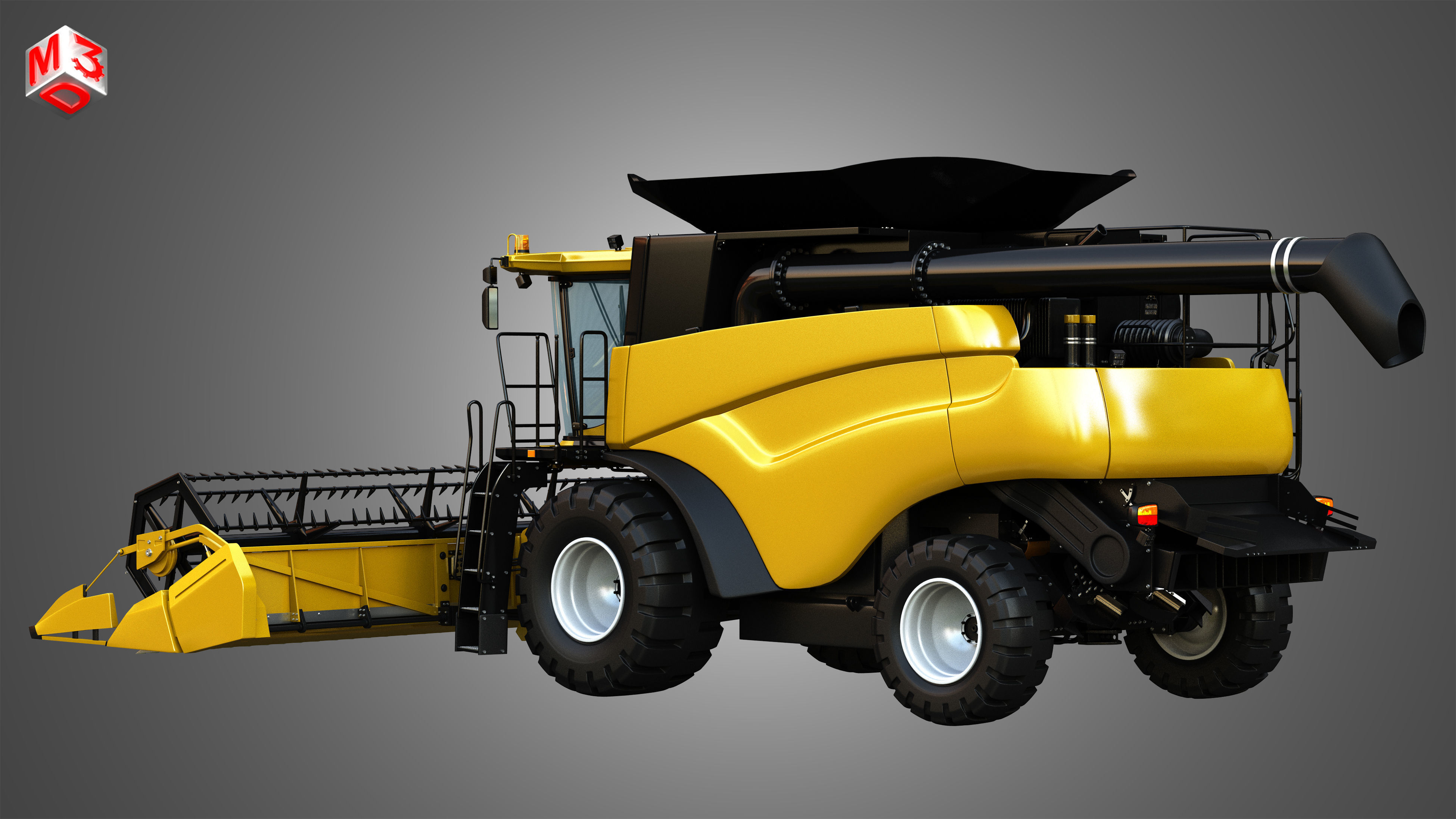NH - CR 9070 Combine Harvester - With Grain Harvester Head 3D model_3