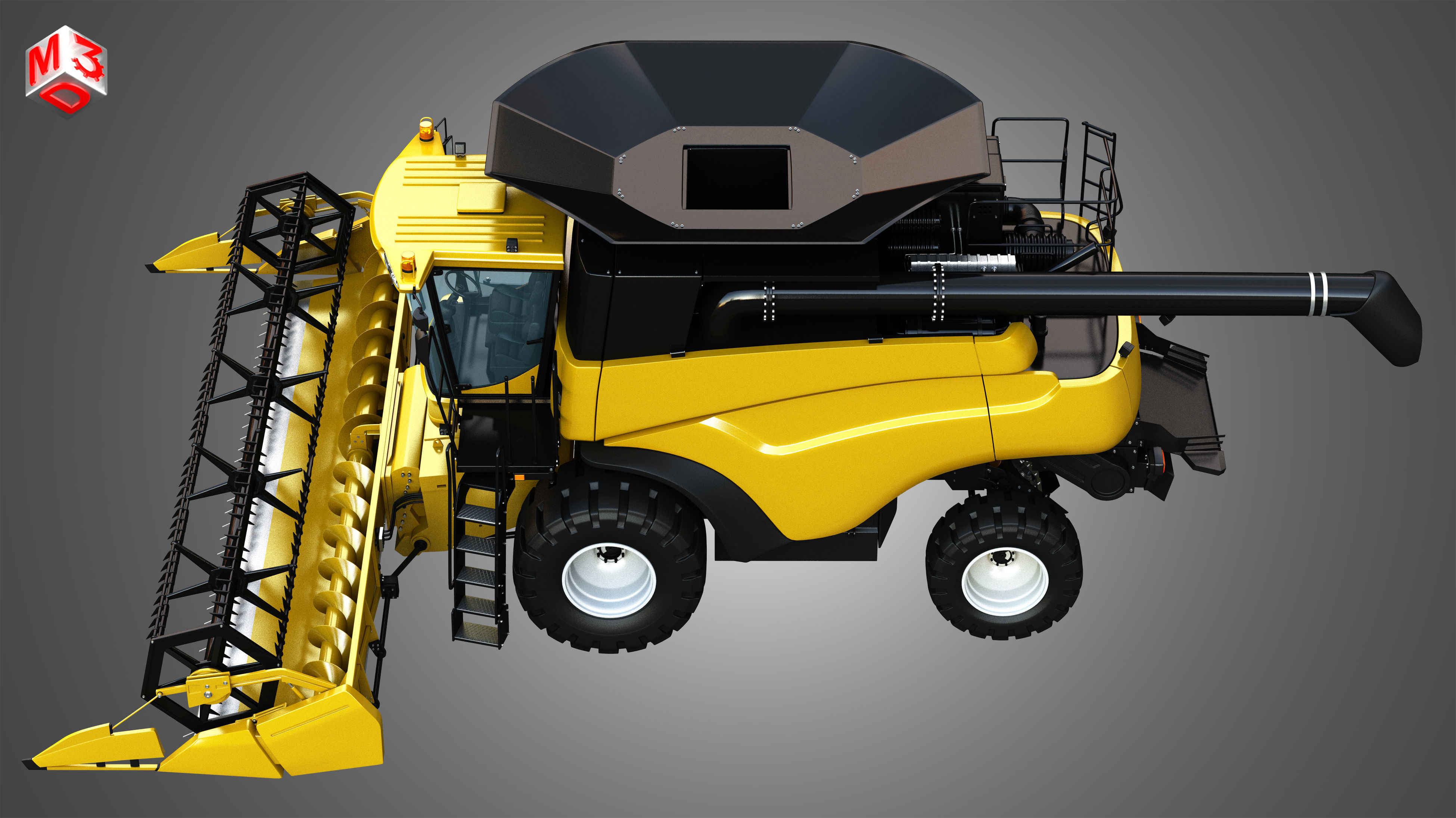 NH - CR 9070 Combine Harvester - With Grain Harvester Head 3D model_10