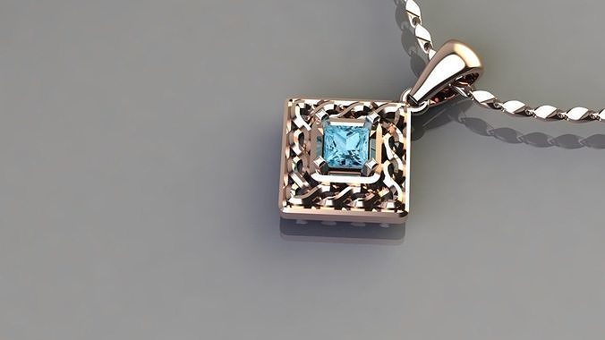 Knot 5 topaz pendant in rose gold 3D print model