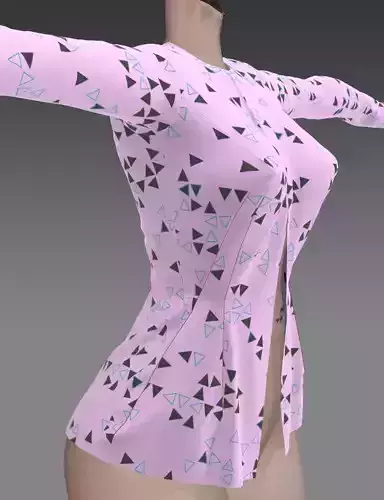 Stylized Female Button Down Shirt Free 3D model