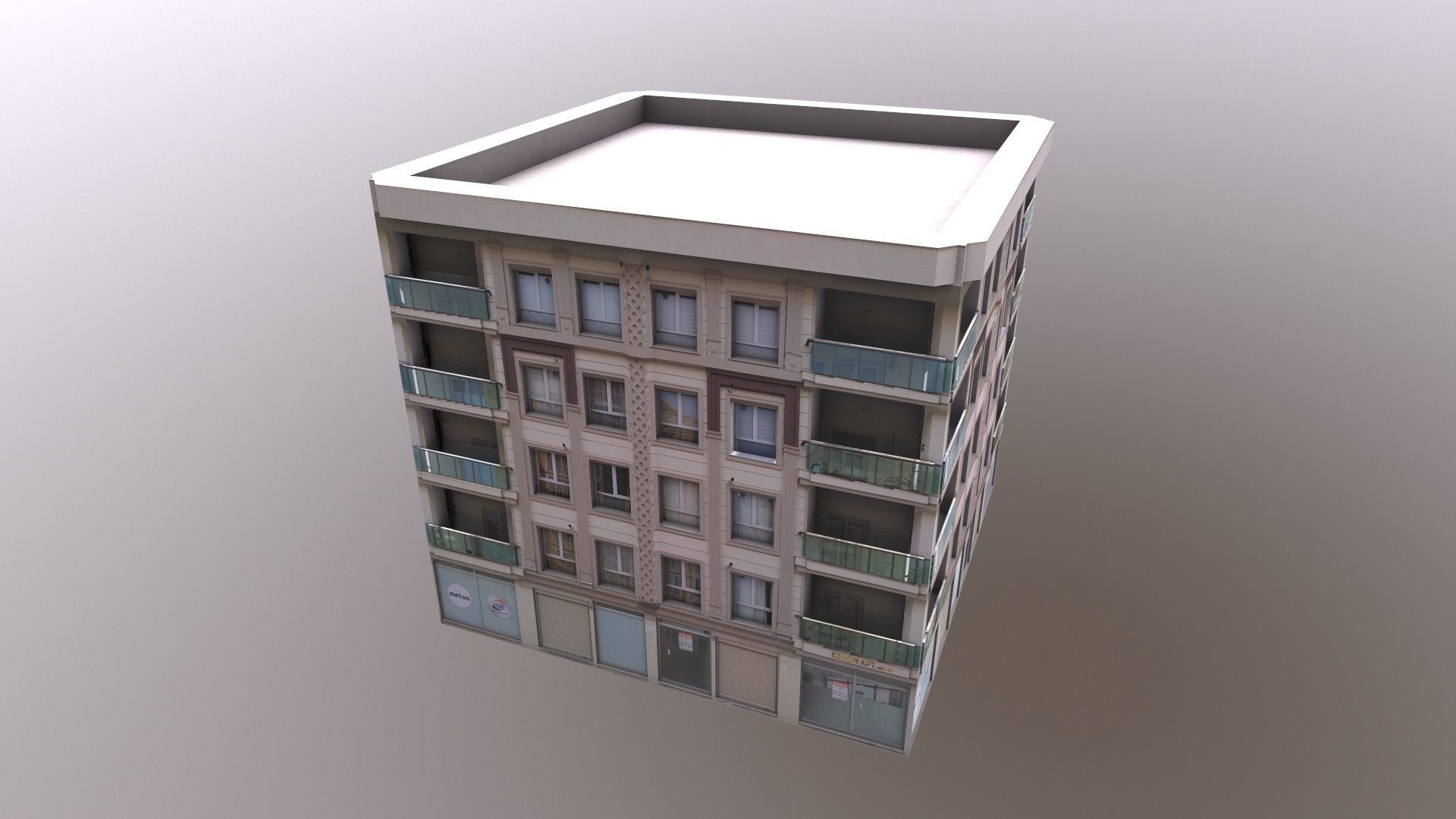 Architectural Building-4 Low-poly 3D model_3