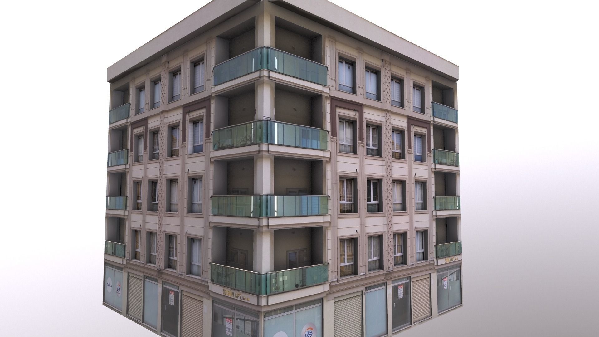 Architectural Building-4 Low-poly 3D model_9