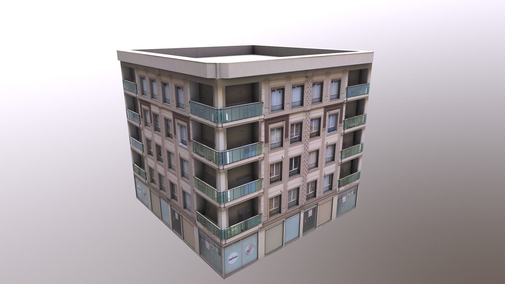 Architectural Building-4 Low-poly 3D model_10