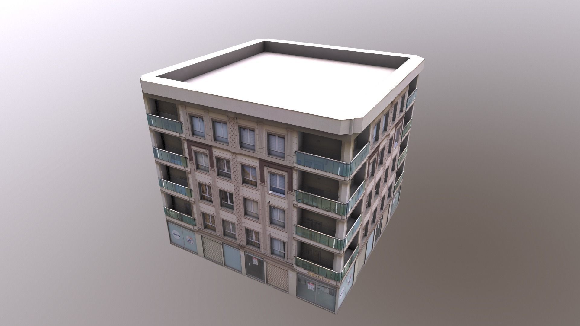 Architectural Building-4 Low-poly 3D model_7