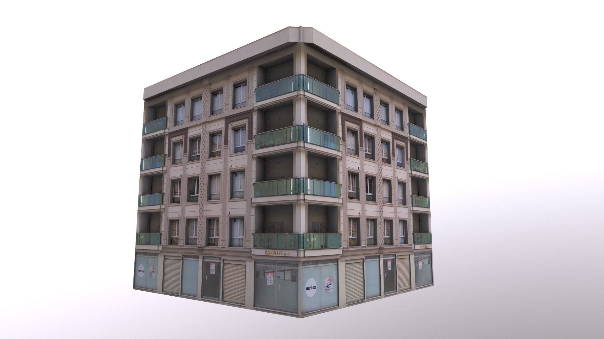 Architectural Building-4 Low-poly 3D model_6