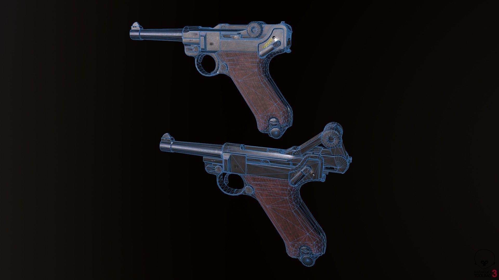 Luger P08 Low-poly 3D model_12