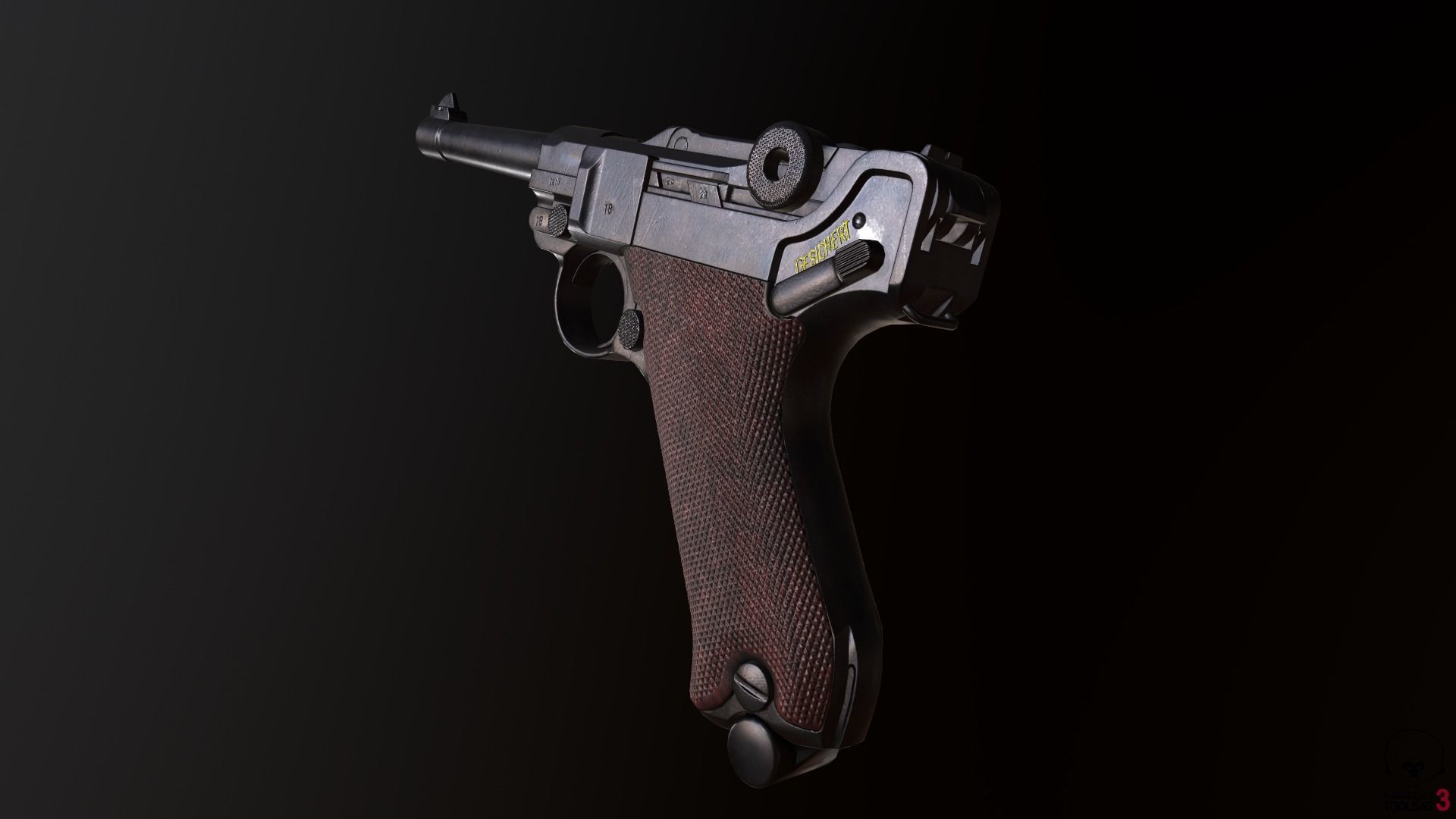 Luger P08 Low-poly 3D model_2
