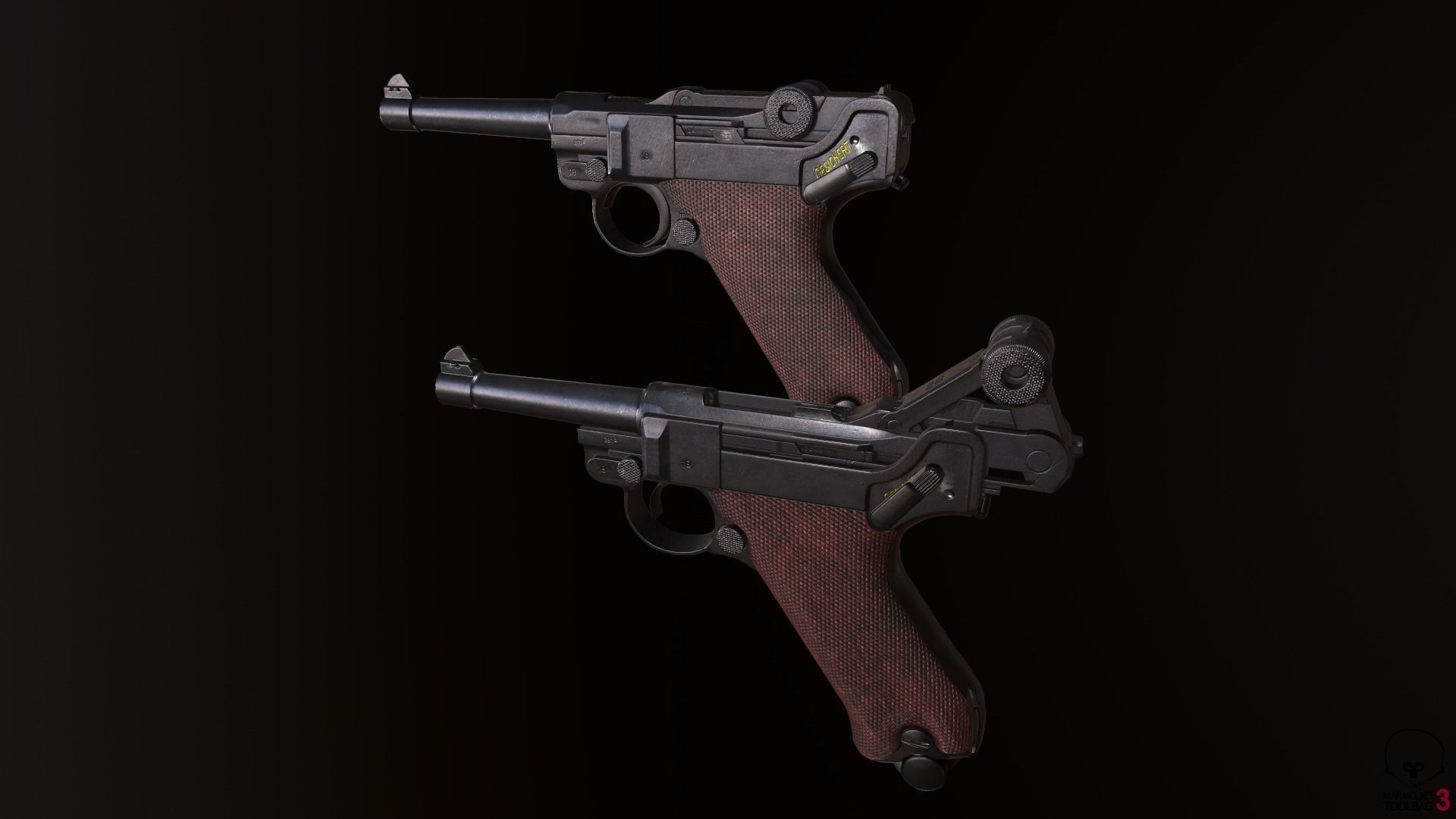 Luger P08 Low-poly 3D model_9