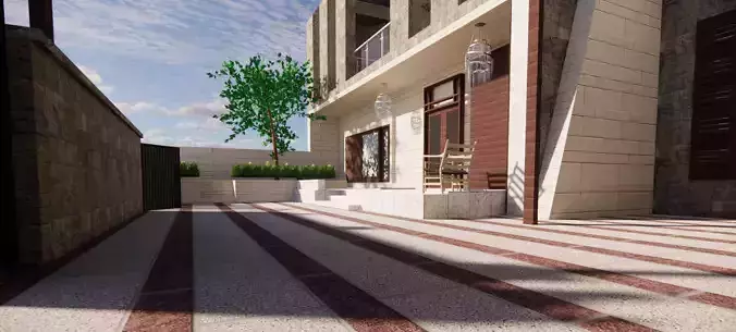 house modern - courtyard 3D model