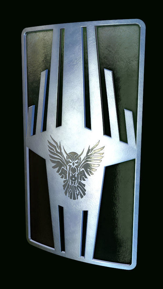 Shield with Owl Low-poly 3D model_6