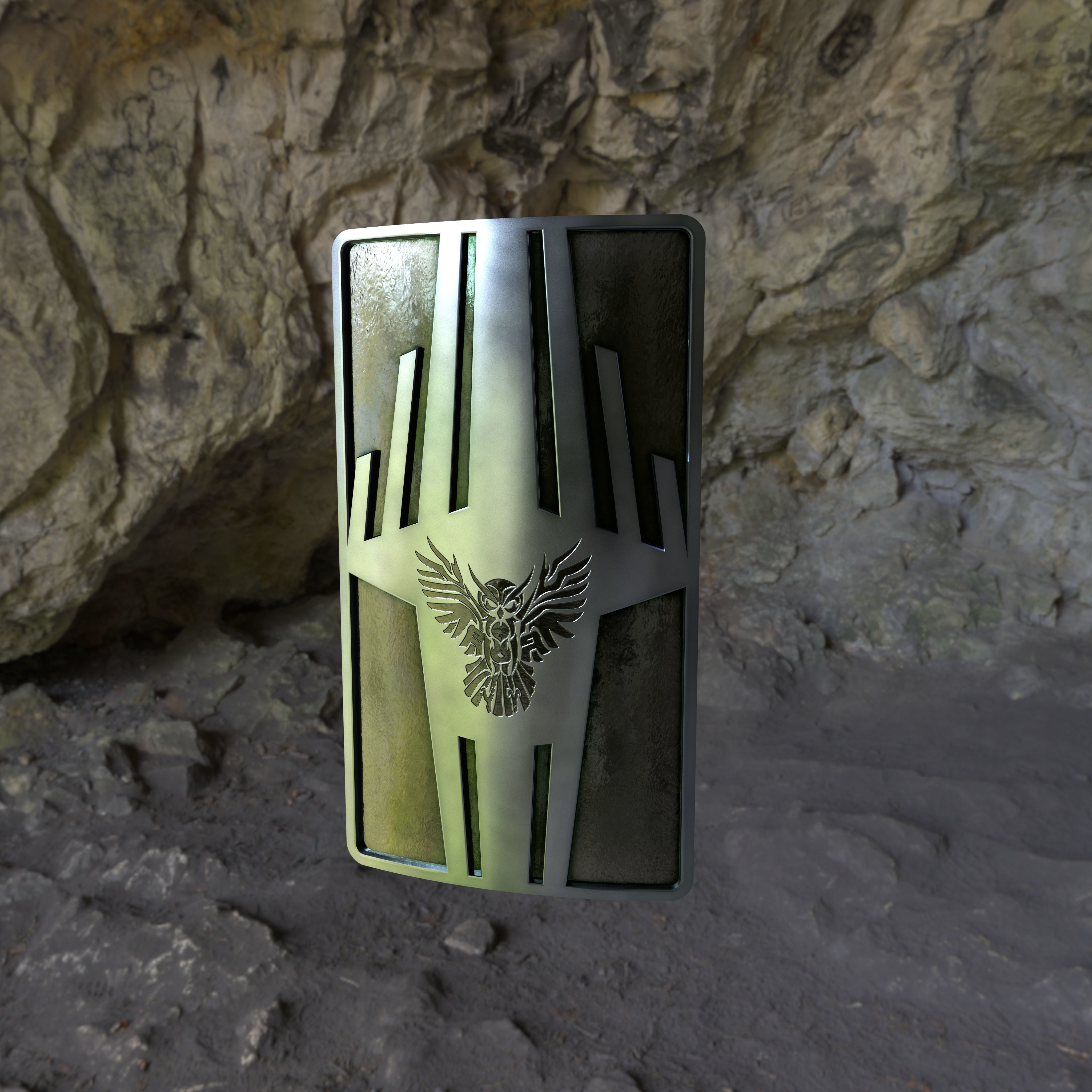 Shield with Owl Low-poly 3D model_10