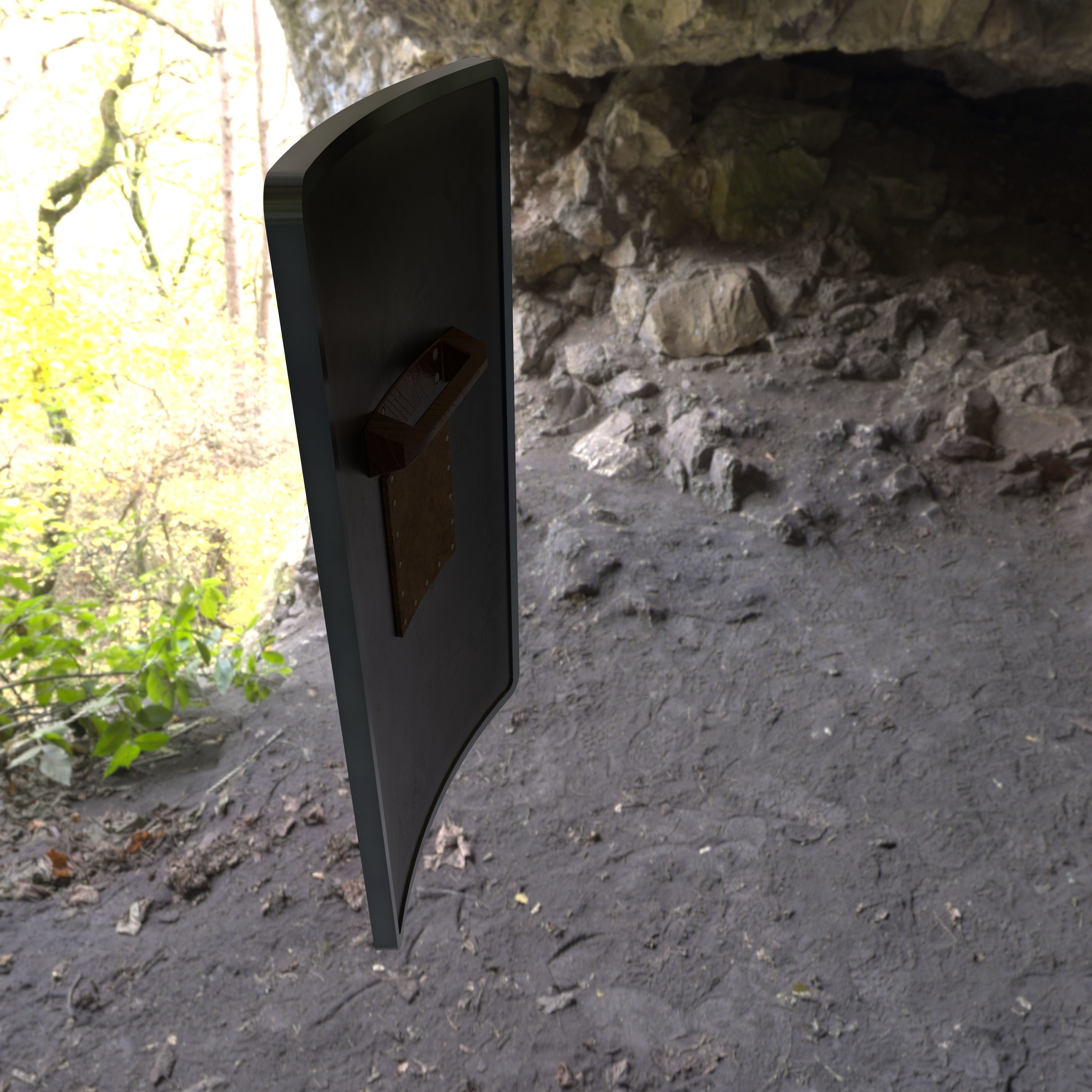 Shield with Owl Low-poly 3D model_9