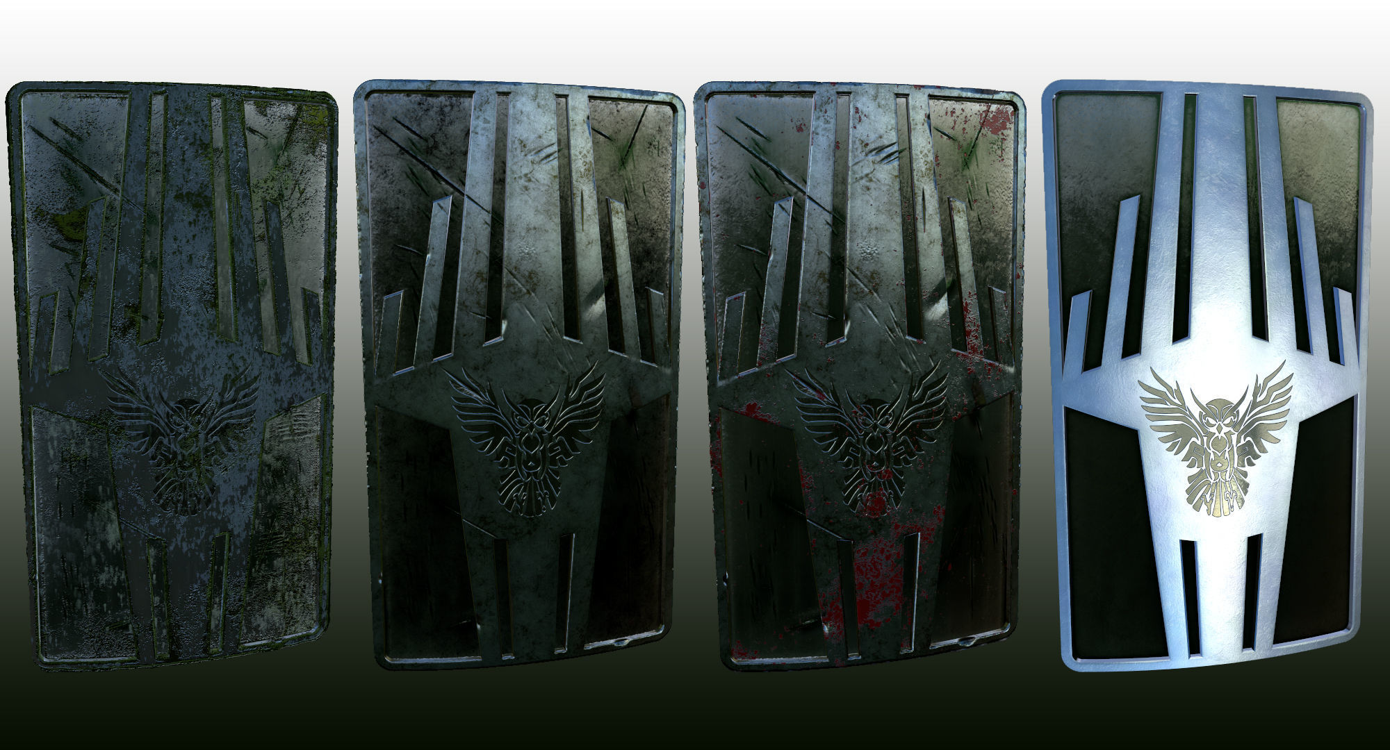 Shield with Owl Low-poly 3D model_7