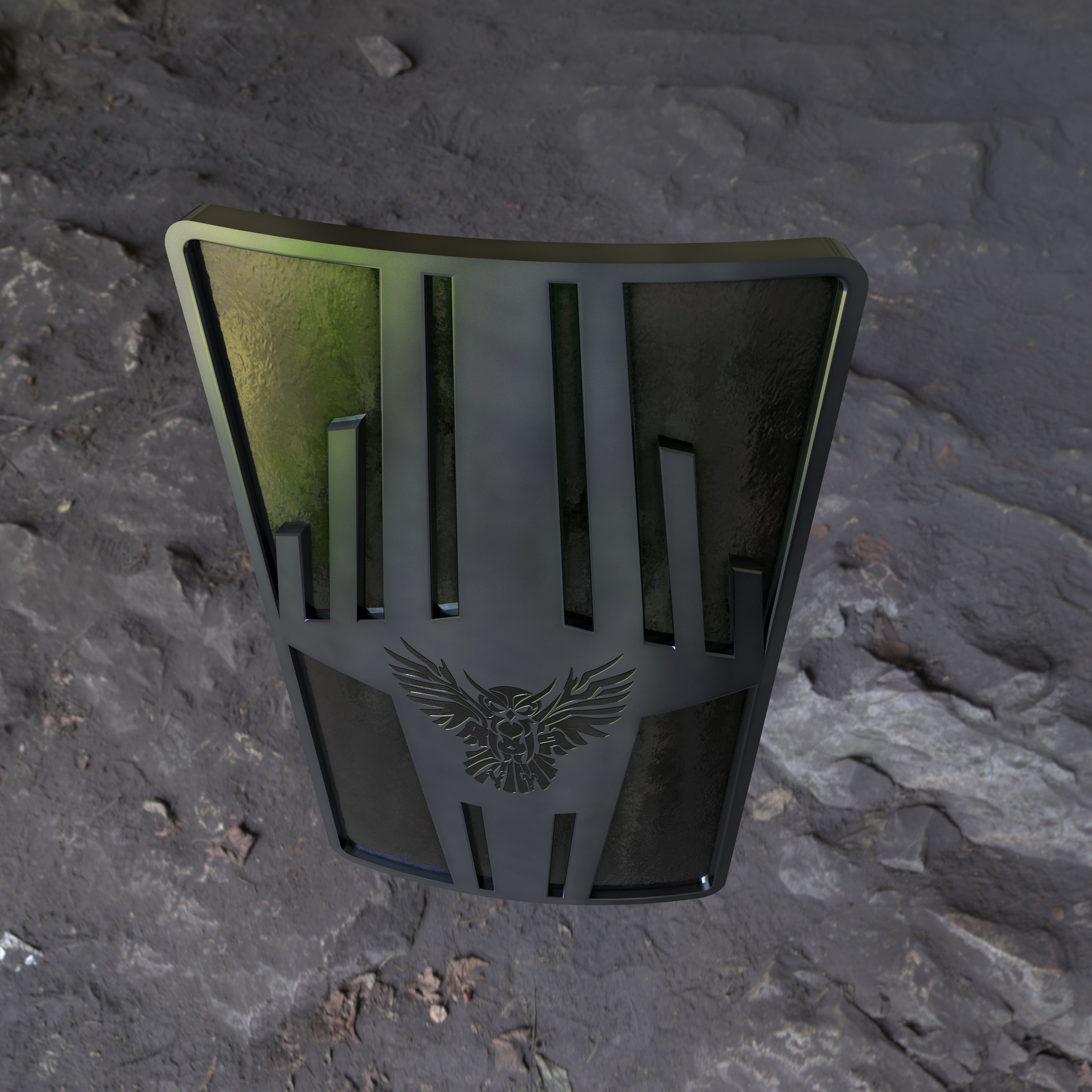 Shield with Owl Low-poly 3D model_11
